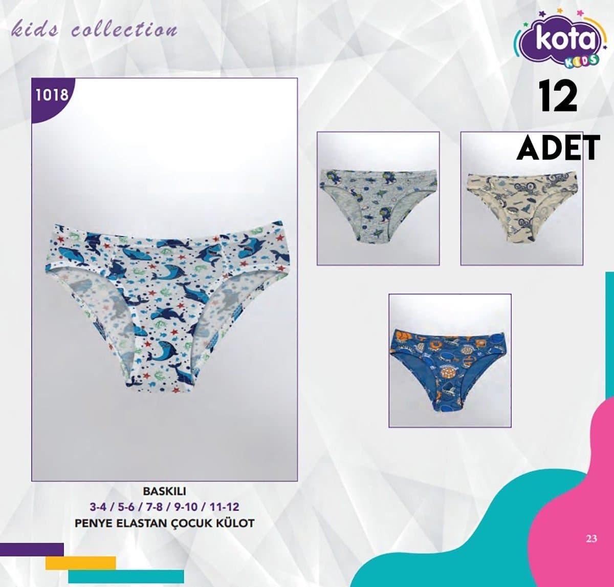 Pamuklu Desenli Erkek Çocuk Külot Kota 1018 - Asorti