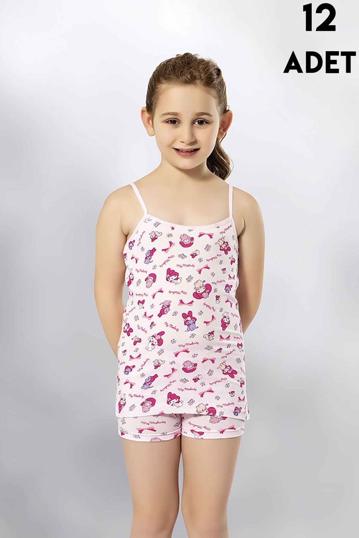 İnce Askılı Mor Baskılı Kız Çocuk Atlet Kota 3405 - Asorti