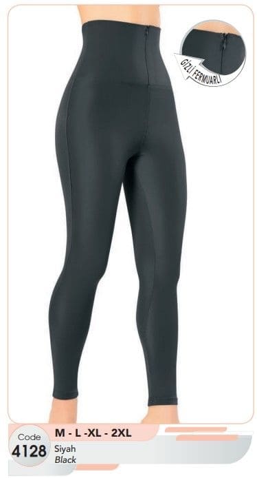 Gizli Fermuarlı Yüksek Bel Dalgıç Tayt Kota 4128 - Siyah