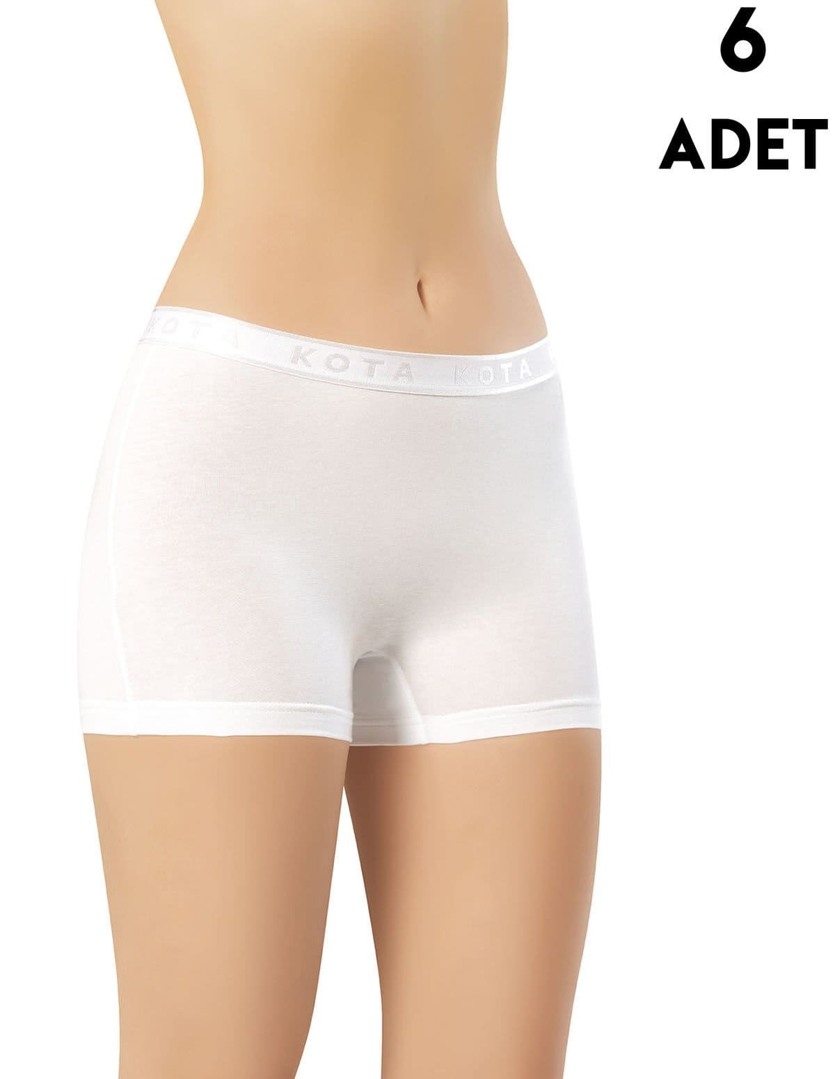 Likralı Yüksek Bel Kadın Boxer Kota 5000 - Beyaz