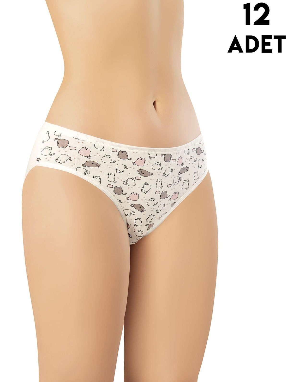 Yüksek Bel Destekli Desenli Kadın Bikini Slip Külot Kota 5004 - Asorti