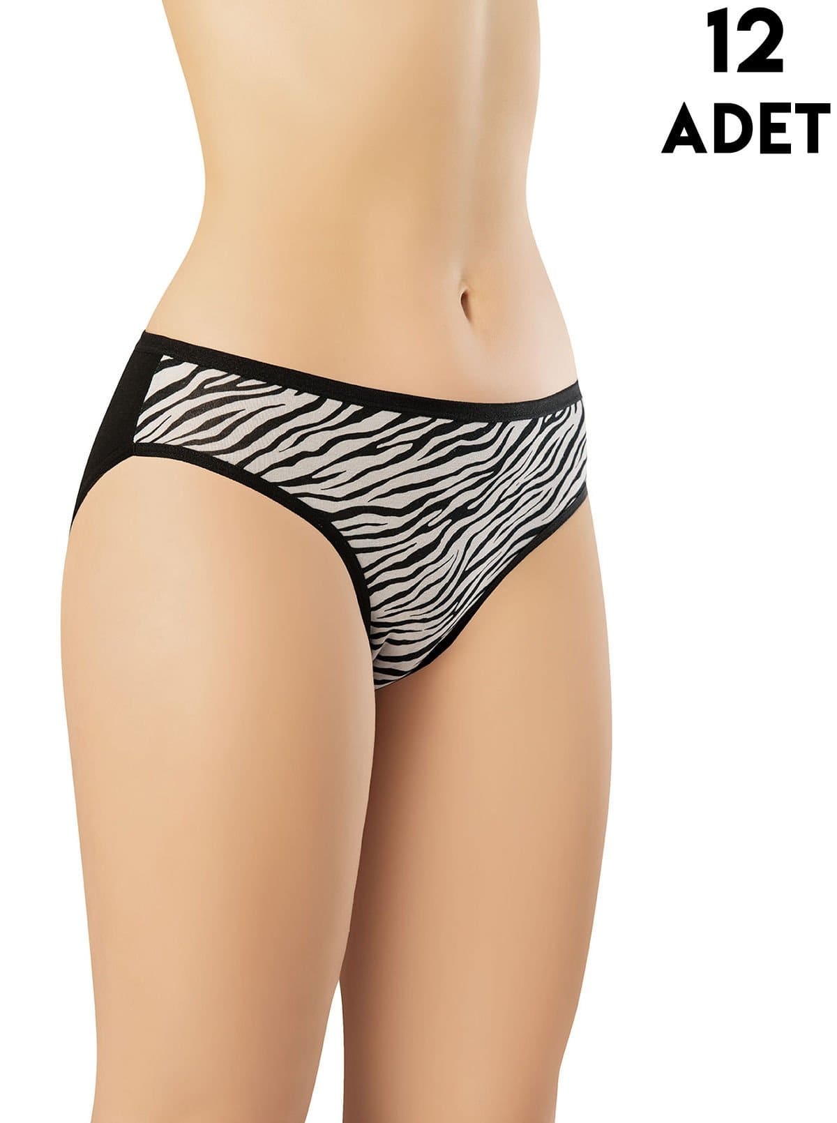 Yüksek Bel Destekli Desenli Kadın Bikini Slip Külot Kota 5004 - Asorti