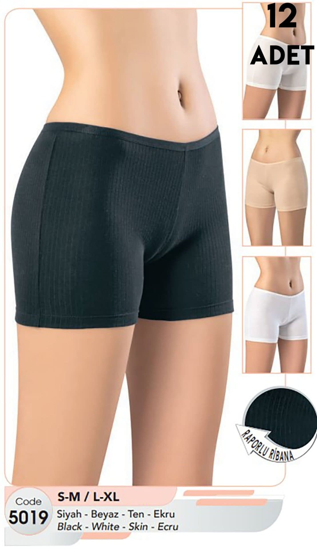 Yüksek Bel Pamuklu Kadın Şort Kota 5019 - Siyah