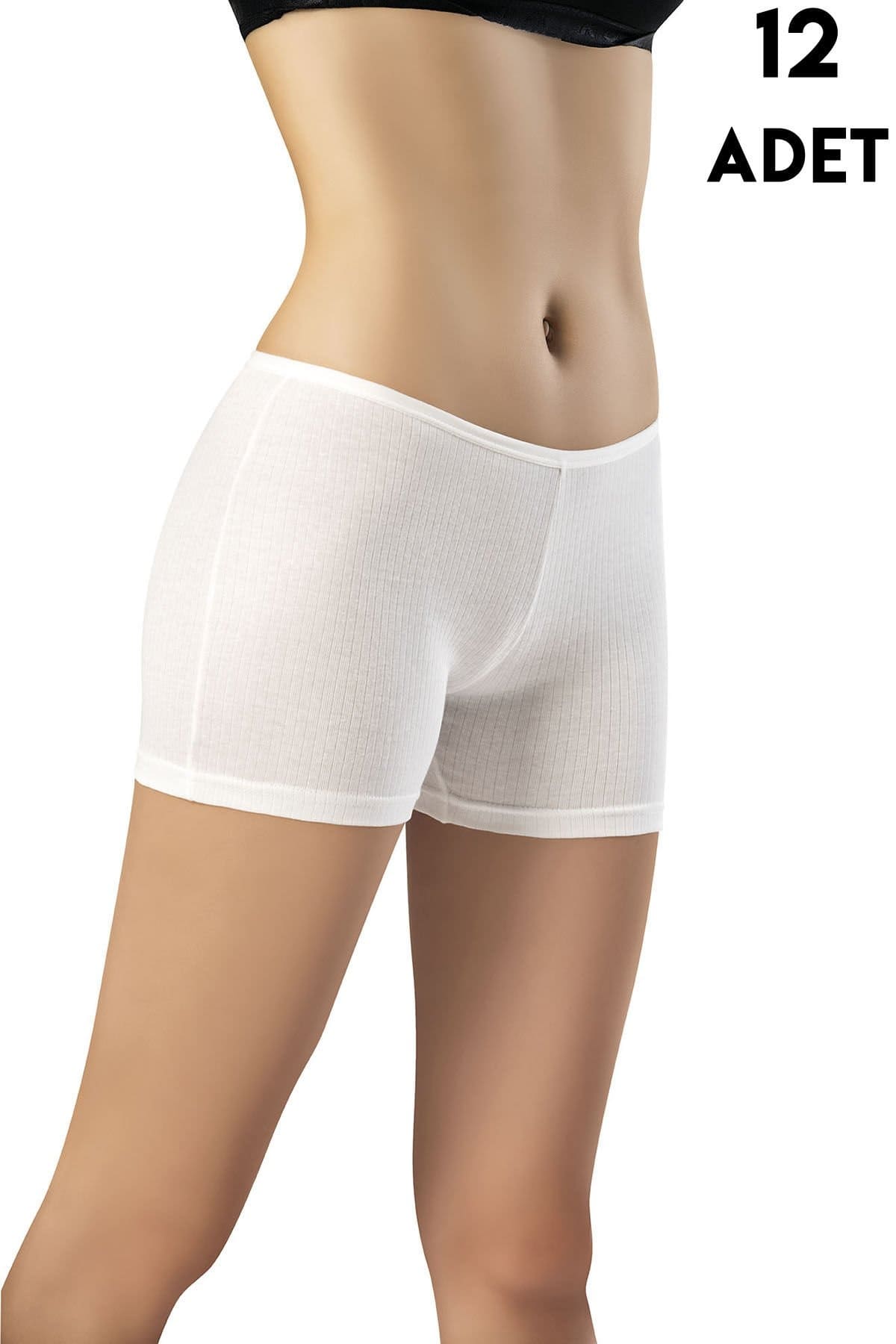 Yüksek Bel Pamuklu Kadın Şort Kota 5019 - Beyaz