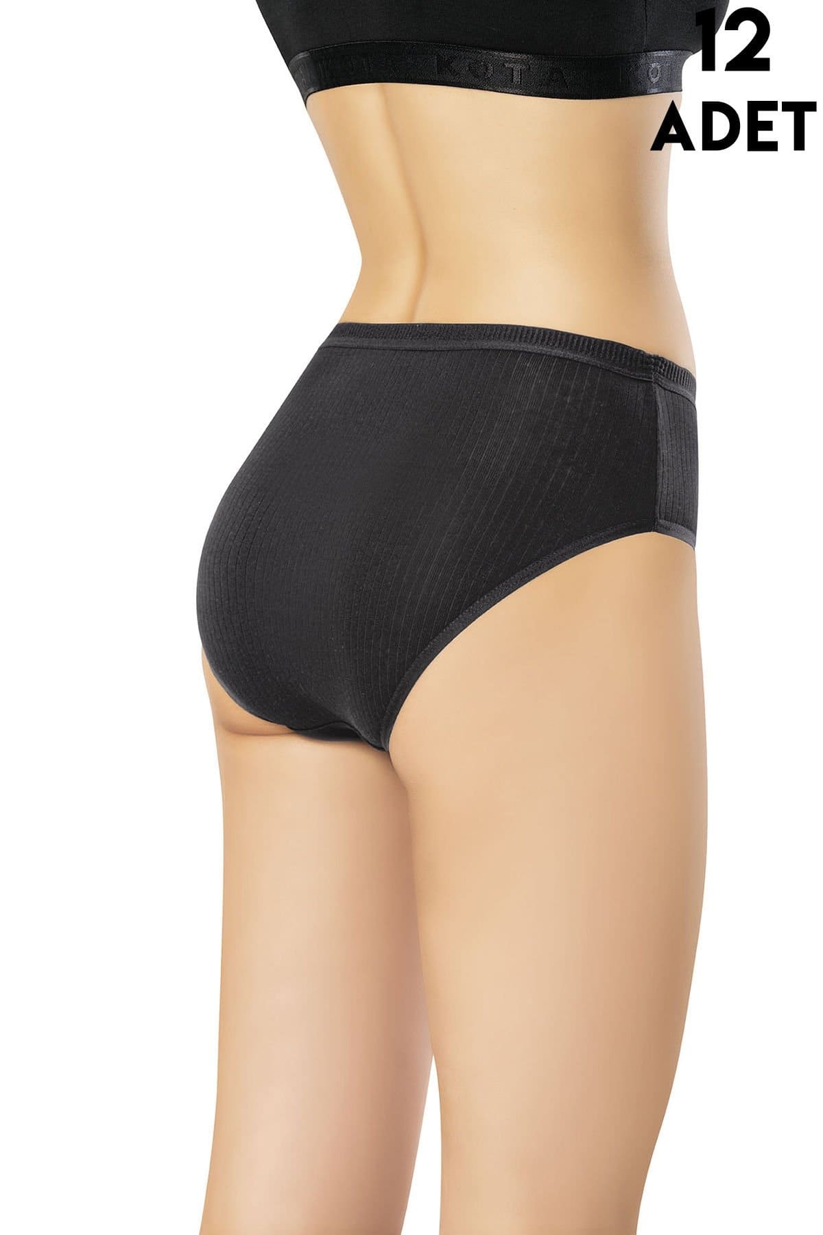 Ribana Dokulu Yüksek Bel Bato Kadın Külot Kota 5020 - Siyah