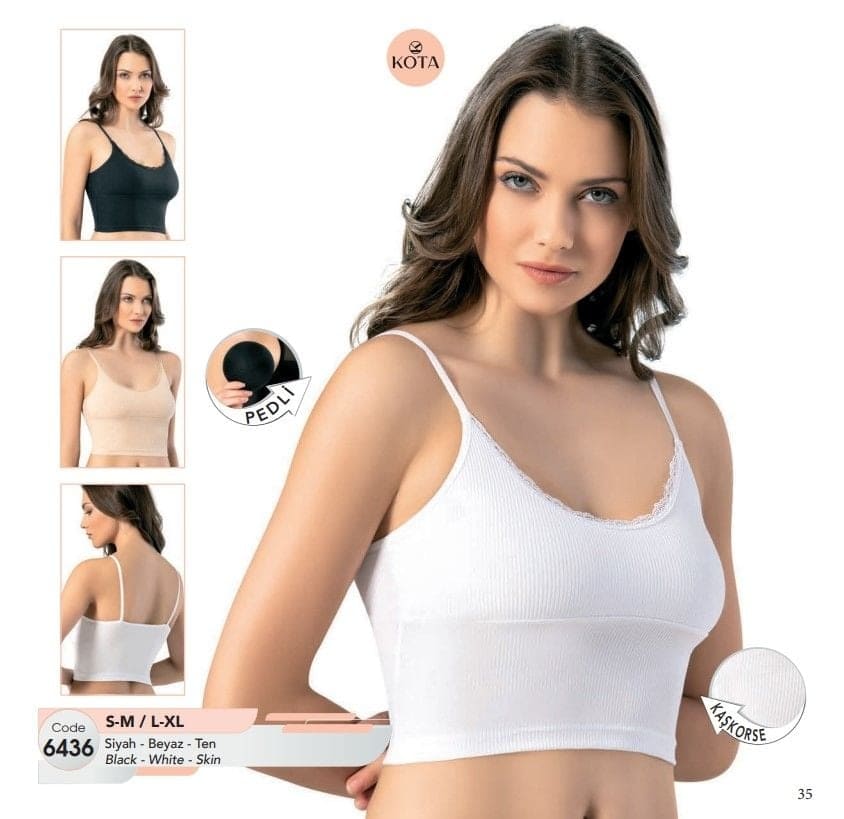 Pamuklu Dantelli Pedli Crop Atlet Kota 6436 - Siyah