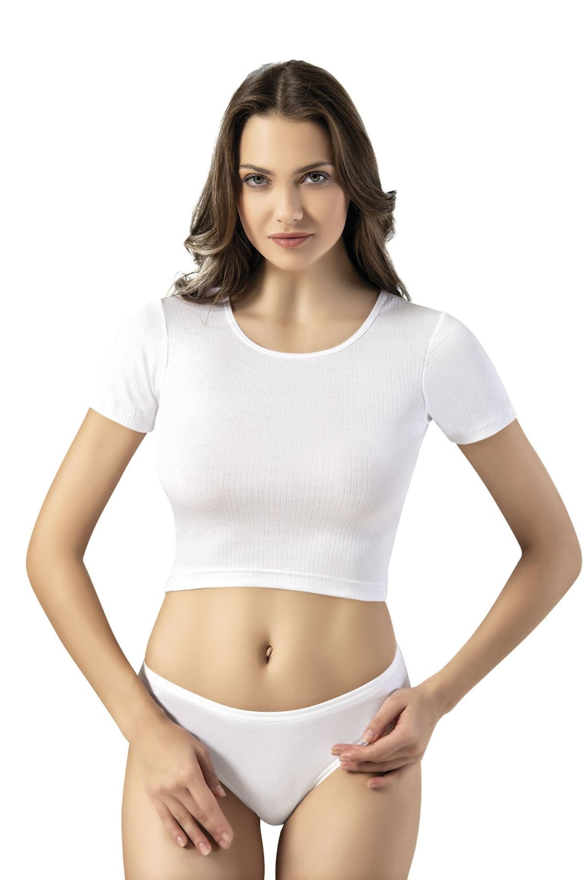 Yüksek Pamuklu Yarım Kollu Bayan Atlet Kota 6444 - Siyah