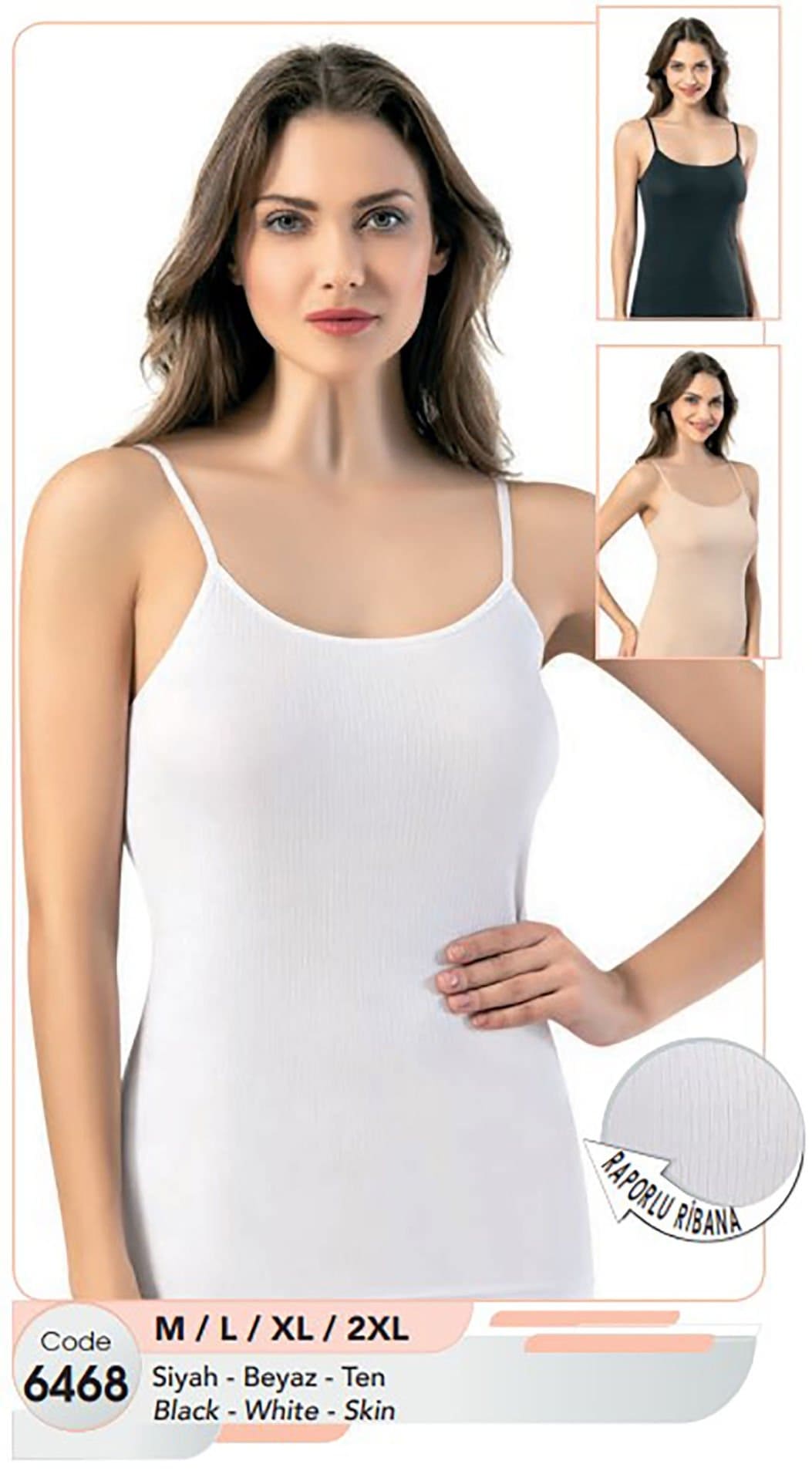 Esnek Pamuklu Ribana Atlet Kadın Kota 6468 - Beyaz