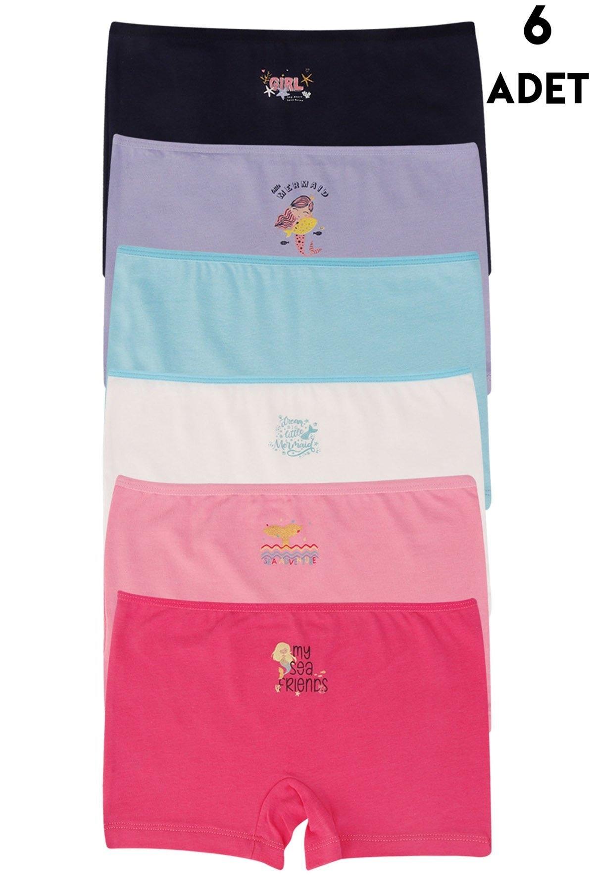 Kız Çocuk Pamuk Boxer Külot 6 Adet Koza Biat KZ89500-32 - Asorti