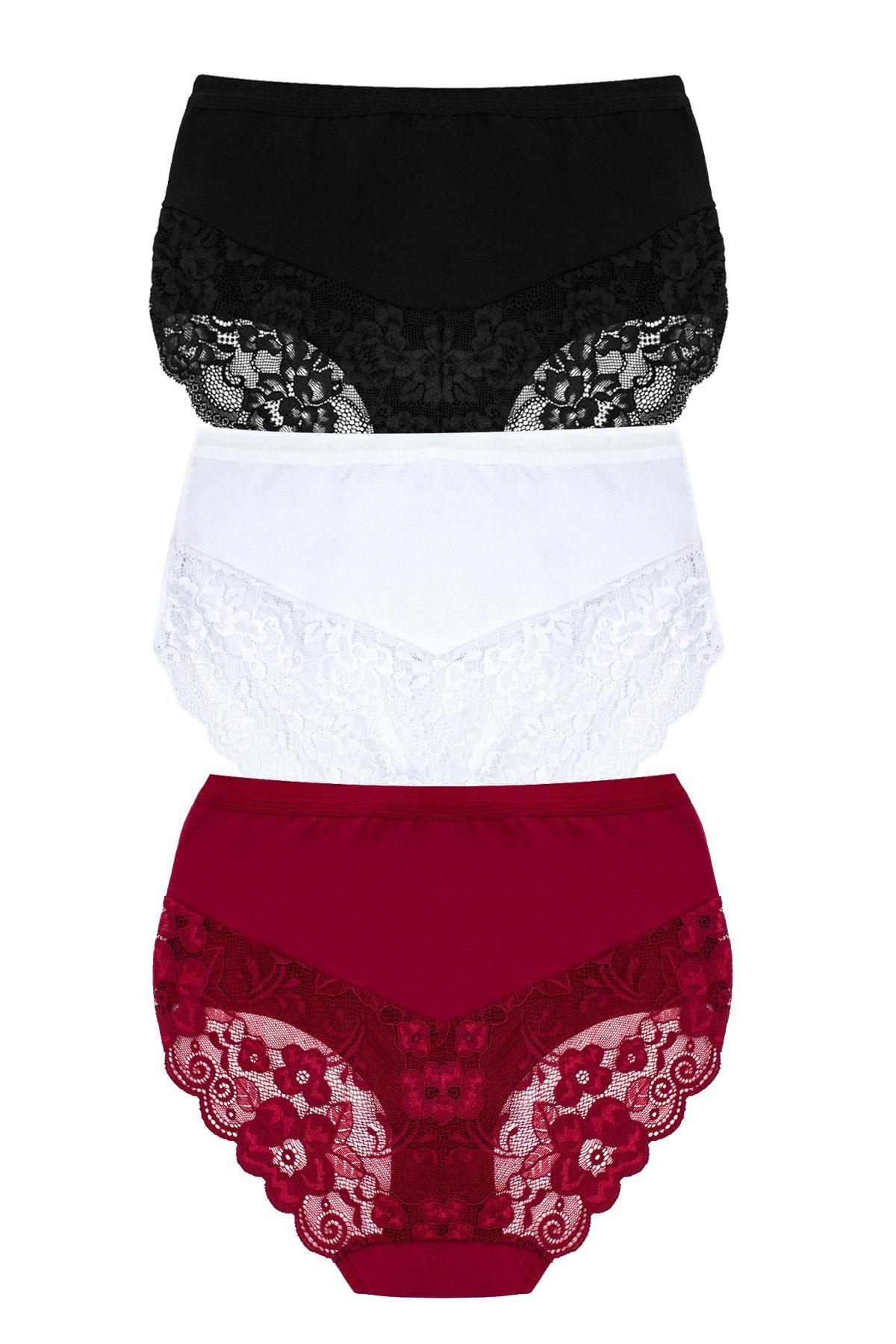 Öts İç Giyim Dantelli Yüksek Bel Likralı Külot Pamuk Öts 4412 - Görsel 2