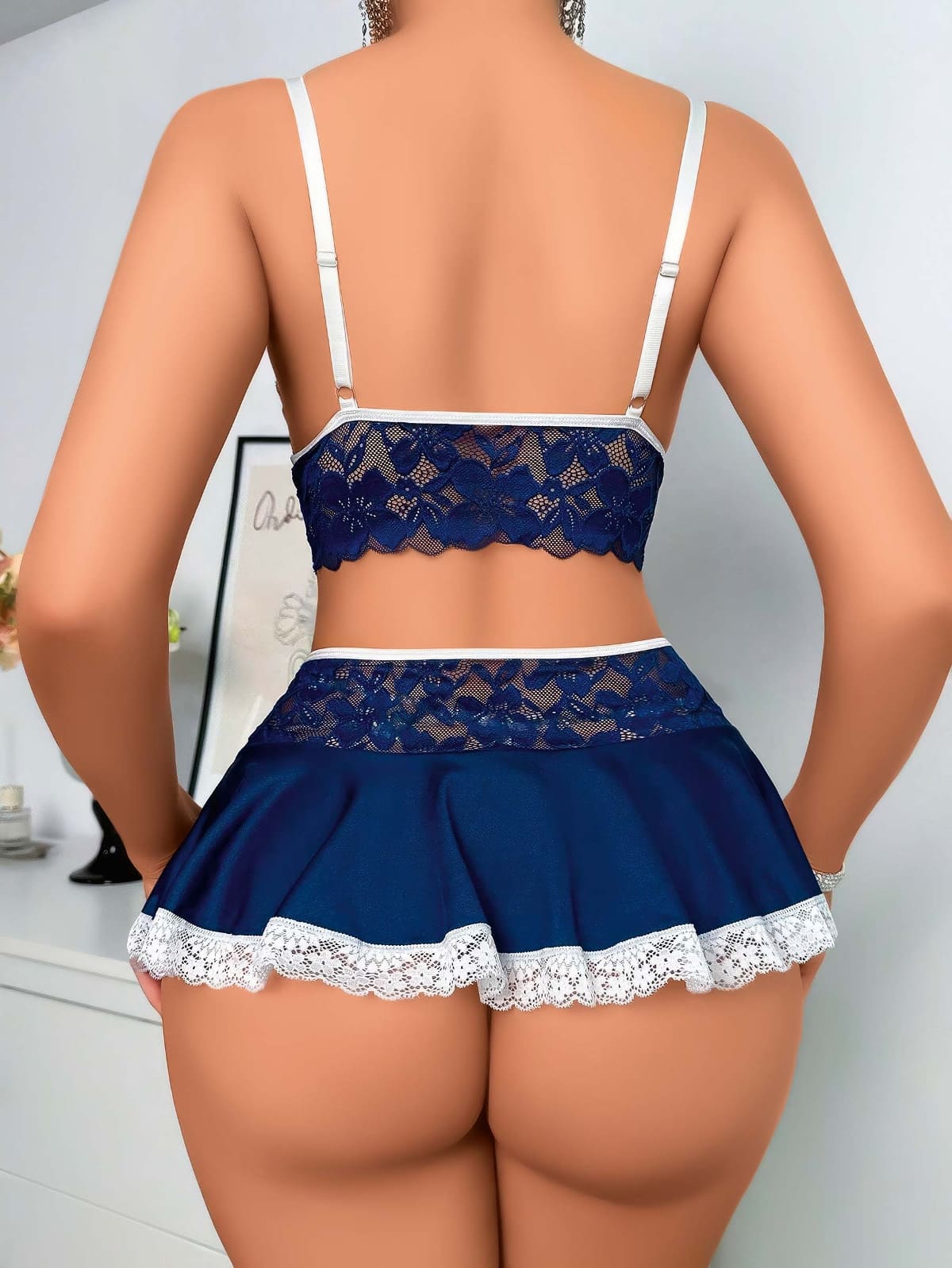 Lily Bianca Lacivert Dantel Detaylı Jartiyer Takım Lily Bianca 140 - Görsel 2