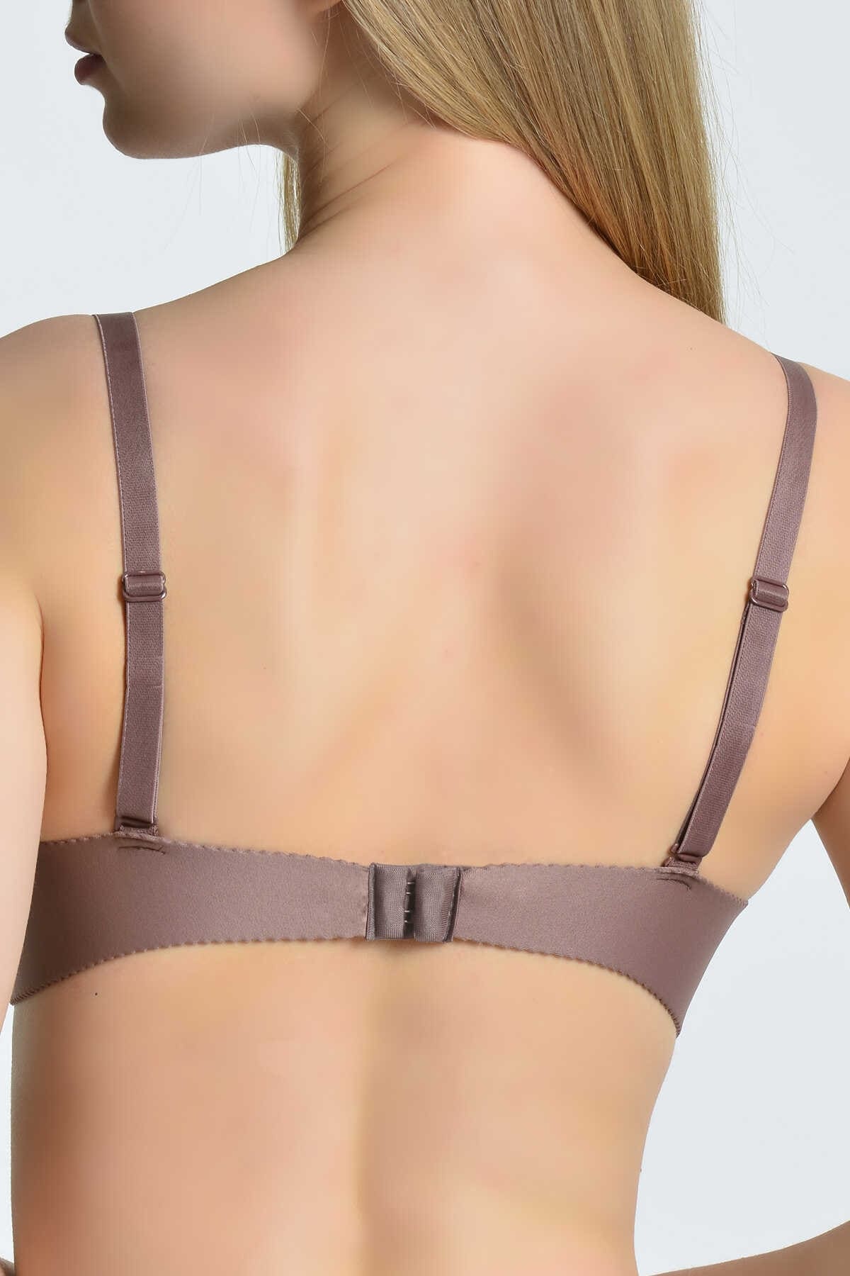 Lazer Kesim Dantel Detaylı Destekli Sütyen Yeni İnci 6701 - Vizon