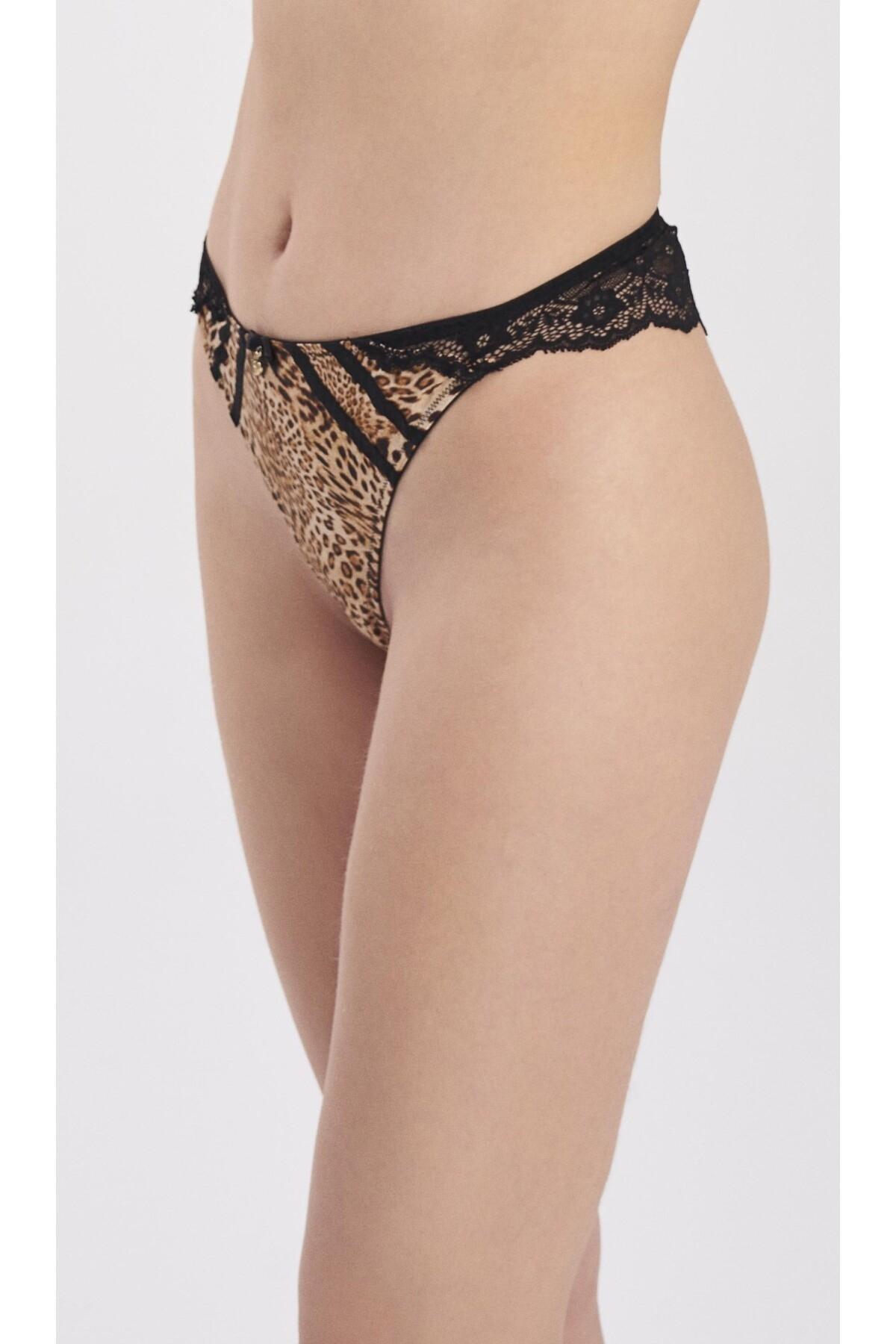 Minimal İp Detaylı Siyah String Külot Moonlight 3209 - Siyah