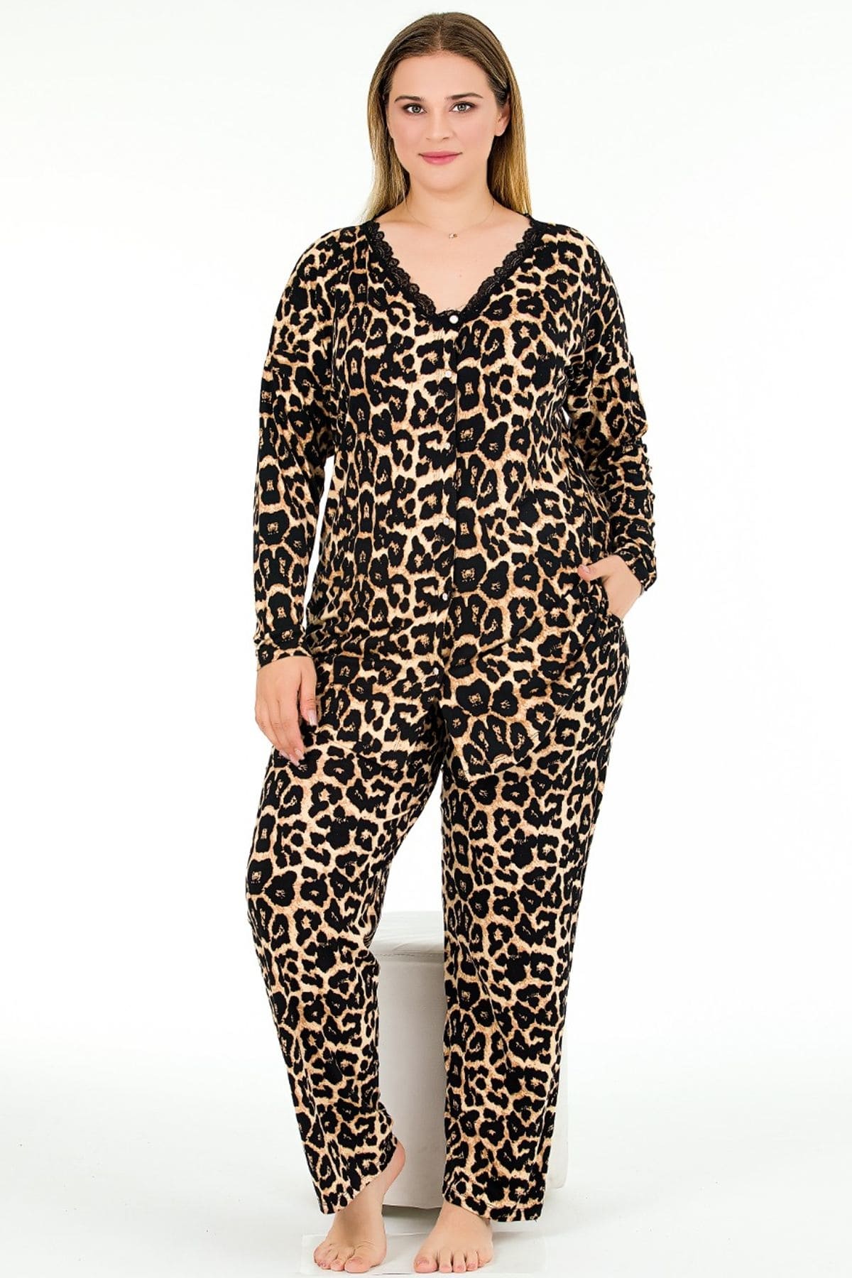 Lady Leopar Desenli Uzun Kollu Pijama Takımı Lady 11372 - Görsel 2