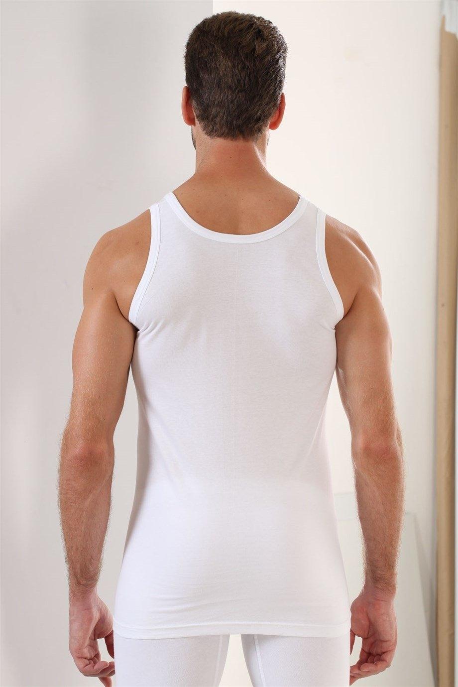 Ribana Pamuklu Likralı Erkek Atlet Arma Yıldız 1171 - Beyaz