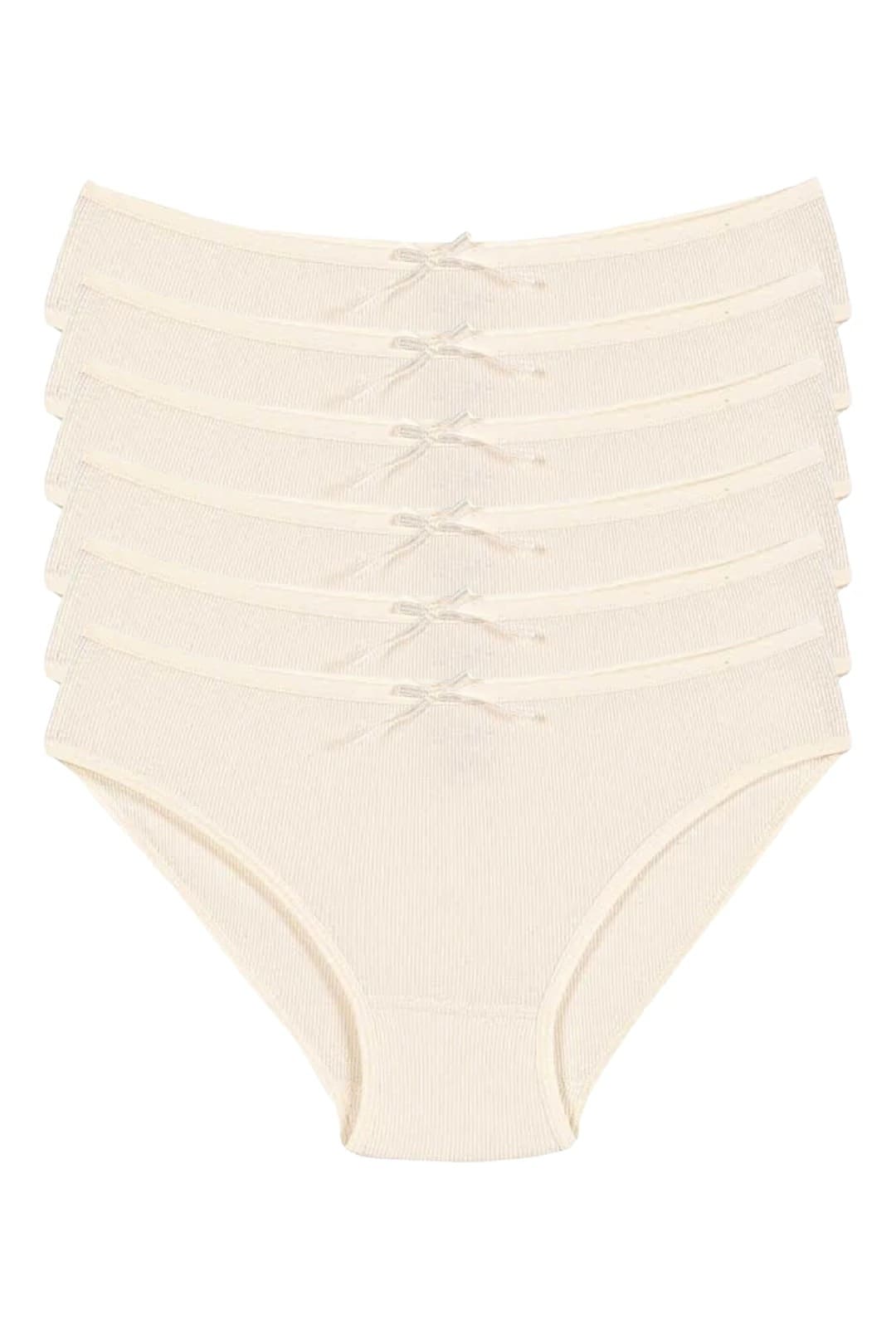 Likralı Yüksek Bel Bikini Külot Yıldız 3553 - Ekru