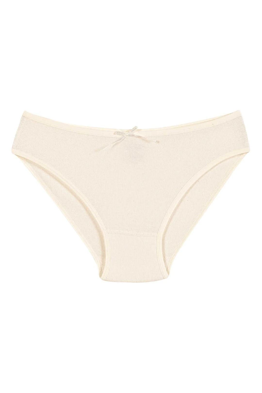 Likralı Yüksek Bel Bikini Külot Yıldız 3553 - Ekru