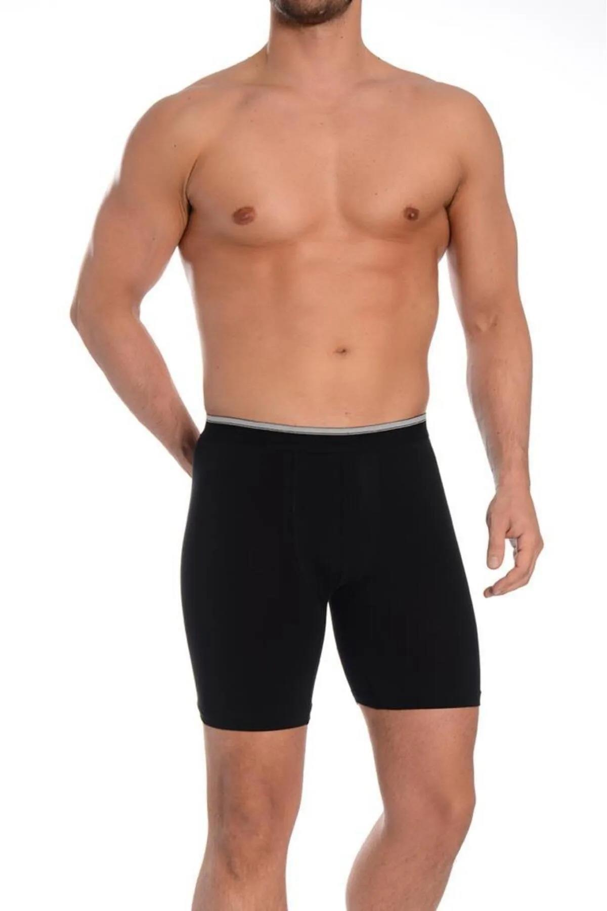 Likralı Esnek Bel Lastiği Siyah Uzun Boxer Arma Yıldız 1173 - Siyah