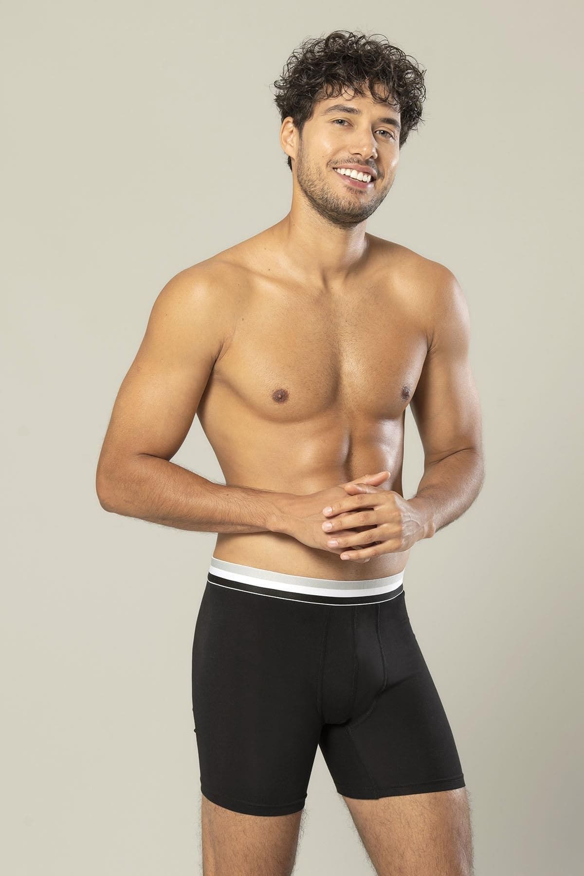 Likralı Pamuklu Uzun Boxer Esnek Bel Dikiş Erdem 1415 - Siyah