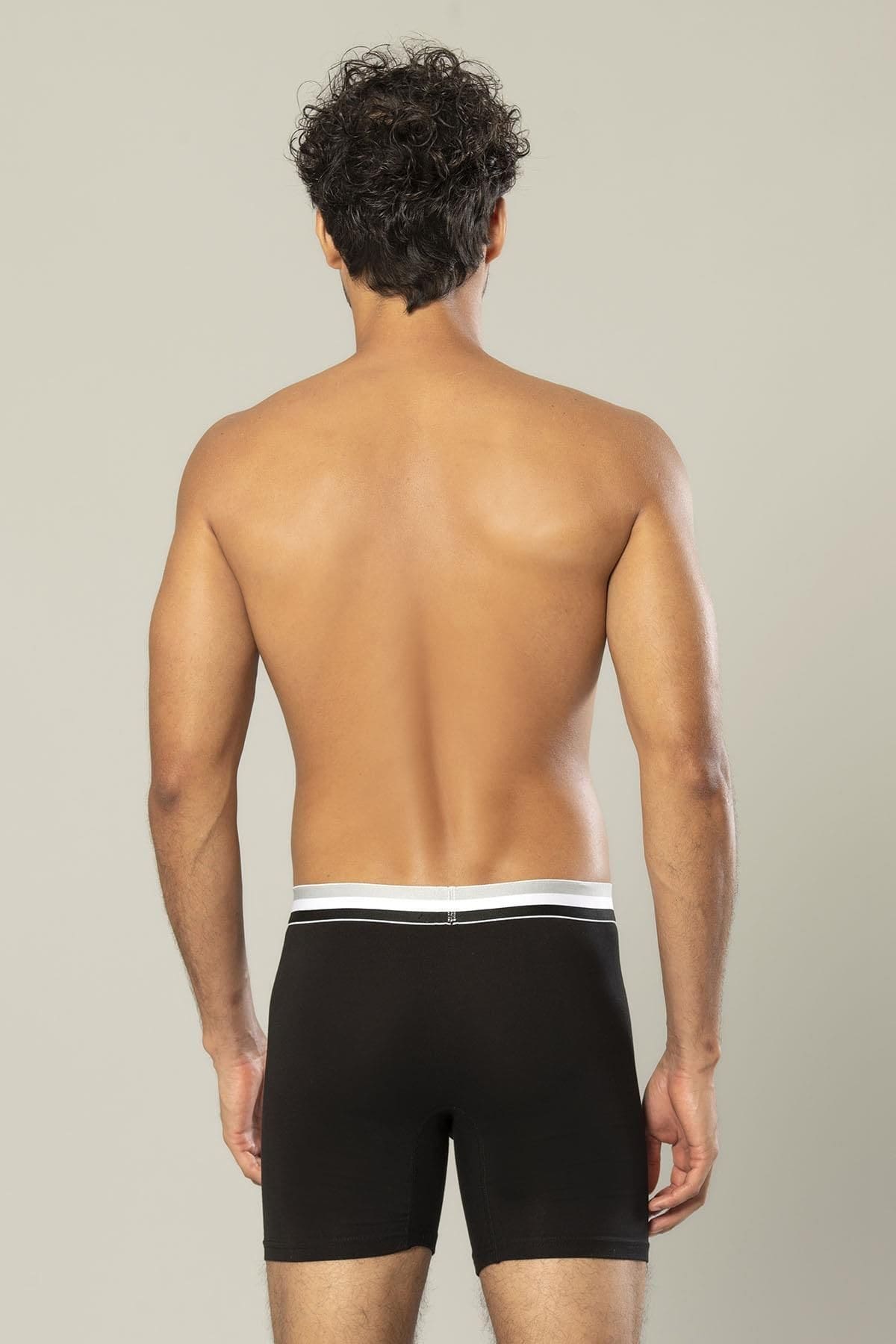 Likralı Pamuklu Uzun Boxer Esnek Bel Dikiş Erdem 1415 - Siyah