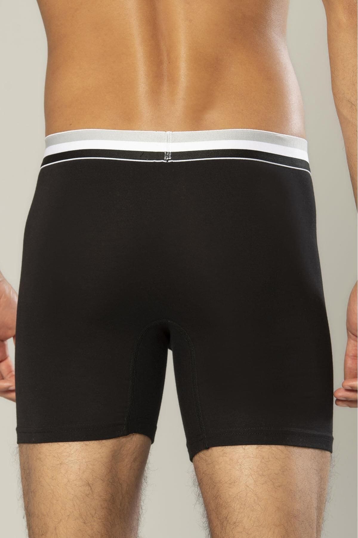 Likralı Pamuklu Uzun Boxer Esnek Bel Dikiş Erdem 1415 - Siyah