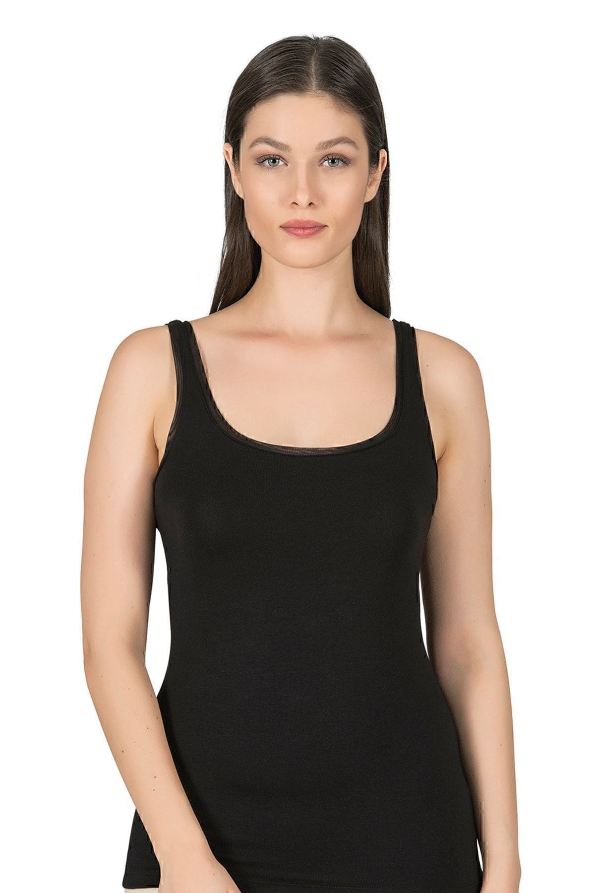 Pamuklu Modal Kalın Askılı Kadın Atlet Özkan 25493 - Siyah