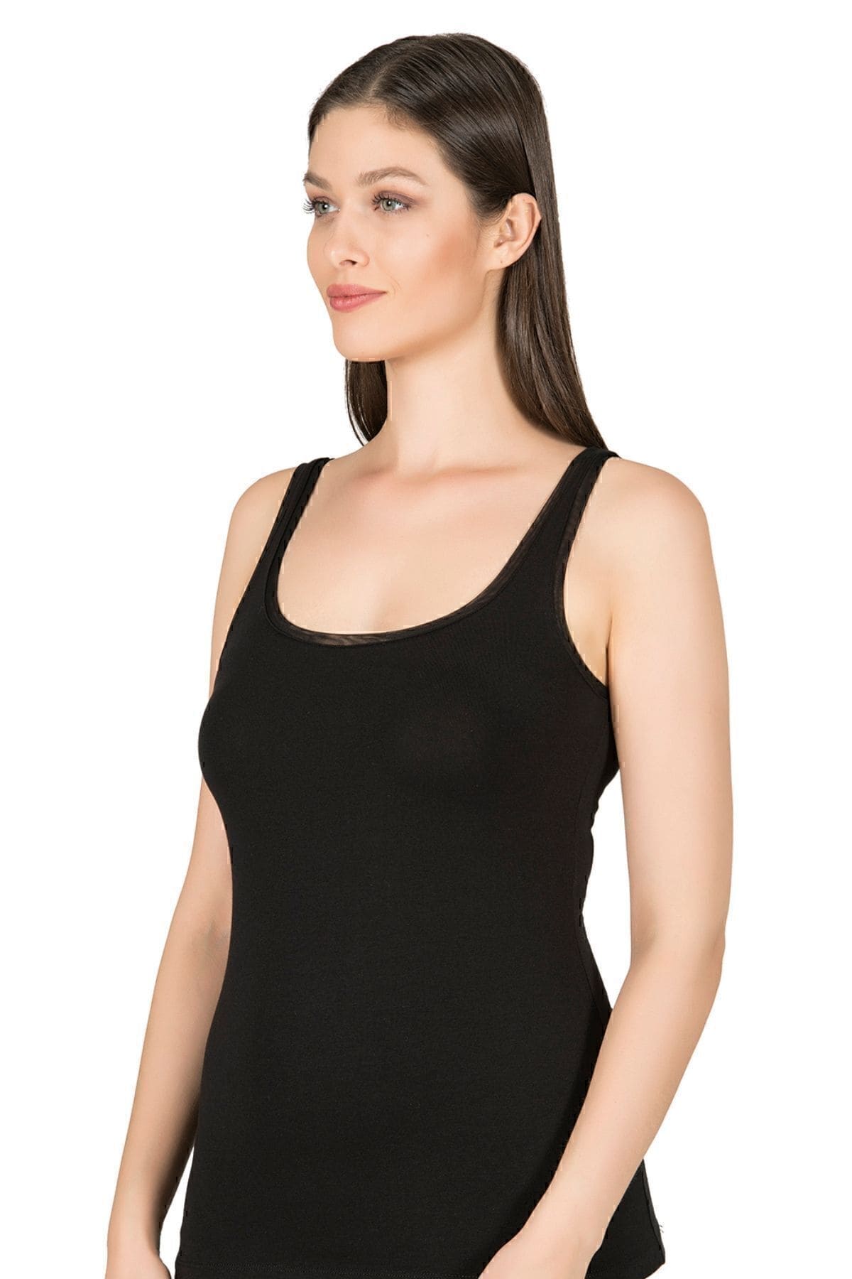 Pamuklu Modal Kalın Askılı Kadın Atlet Özkan 25493 - Siyah