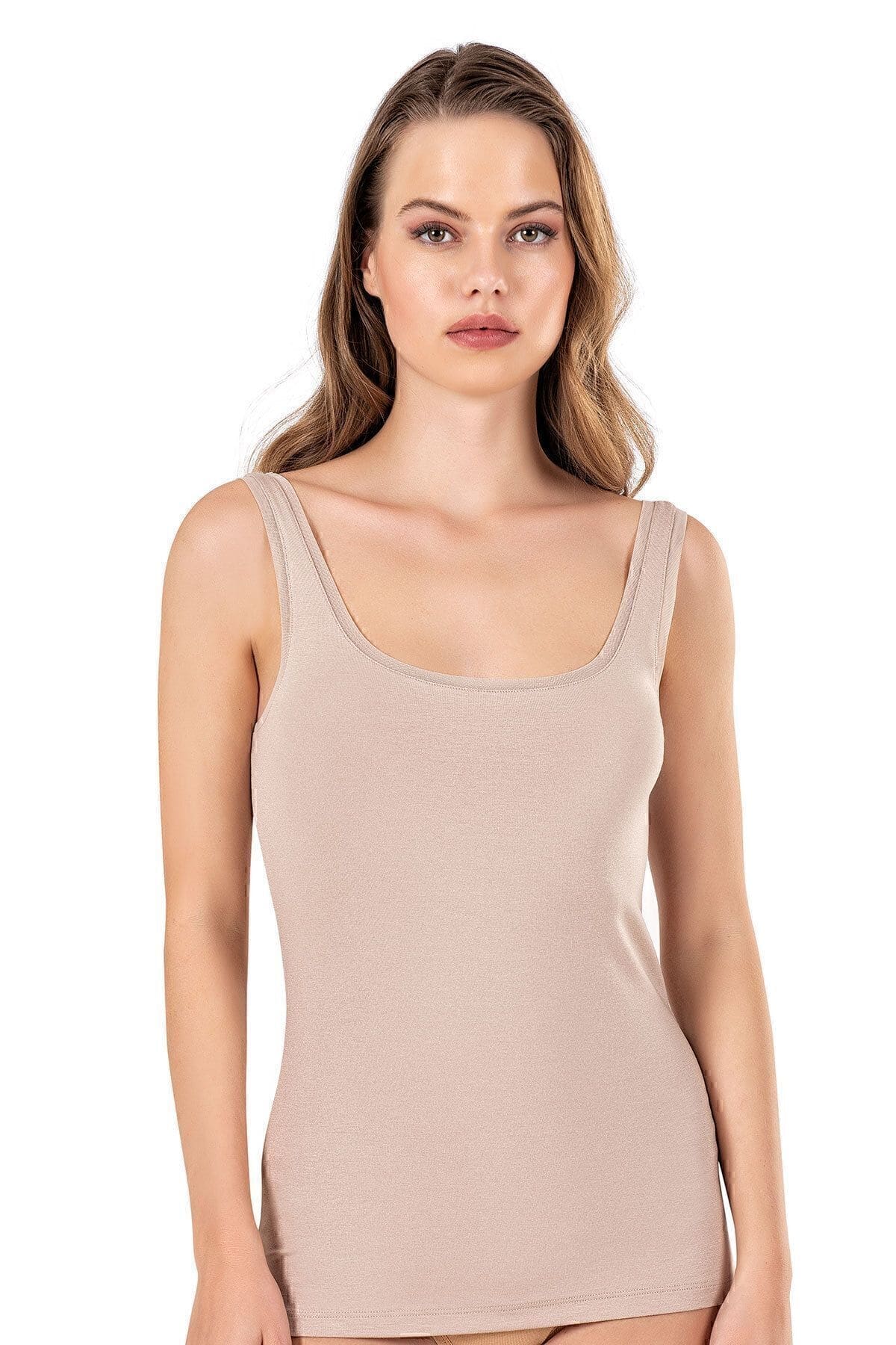 Pamuklu Modal Kalın Askılı Kadın Atlet Özkan 25493 - Ten