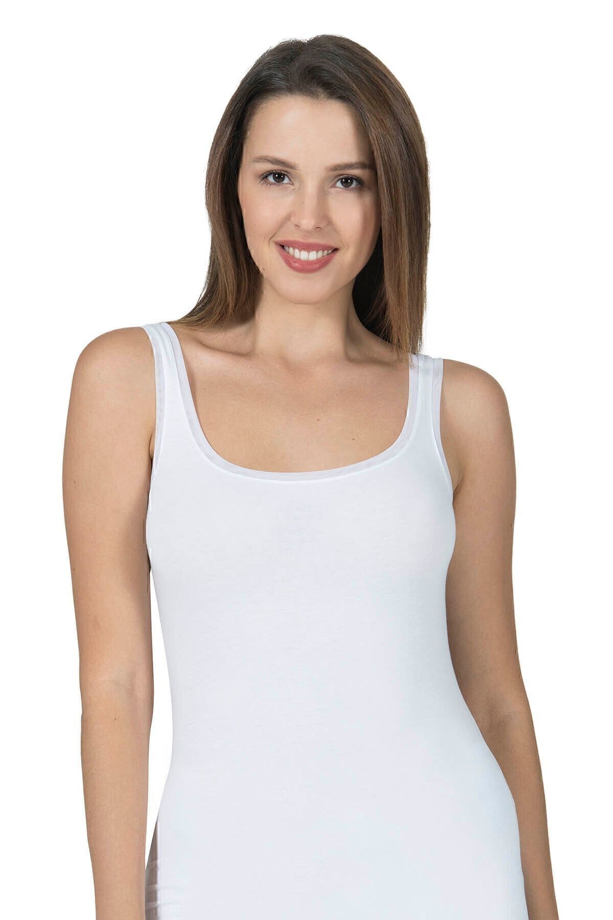 Pamuklu Modal Kalın Askılı Kadın Atlet Özkan 25493 - Beyaz