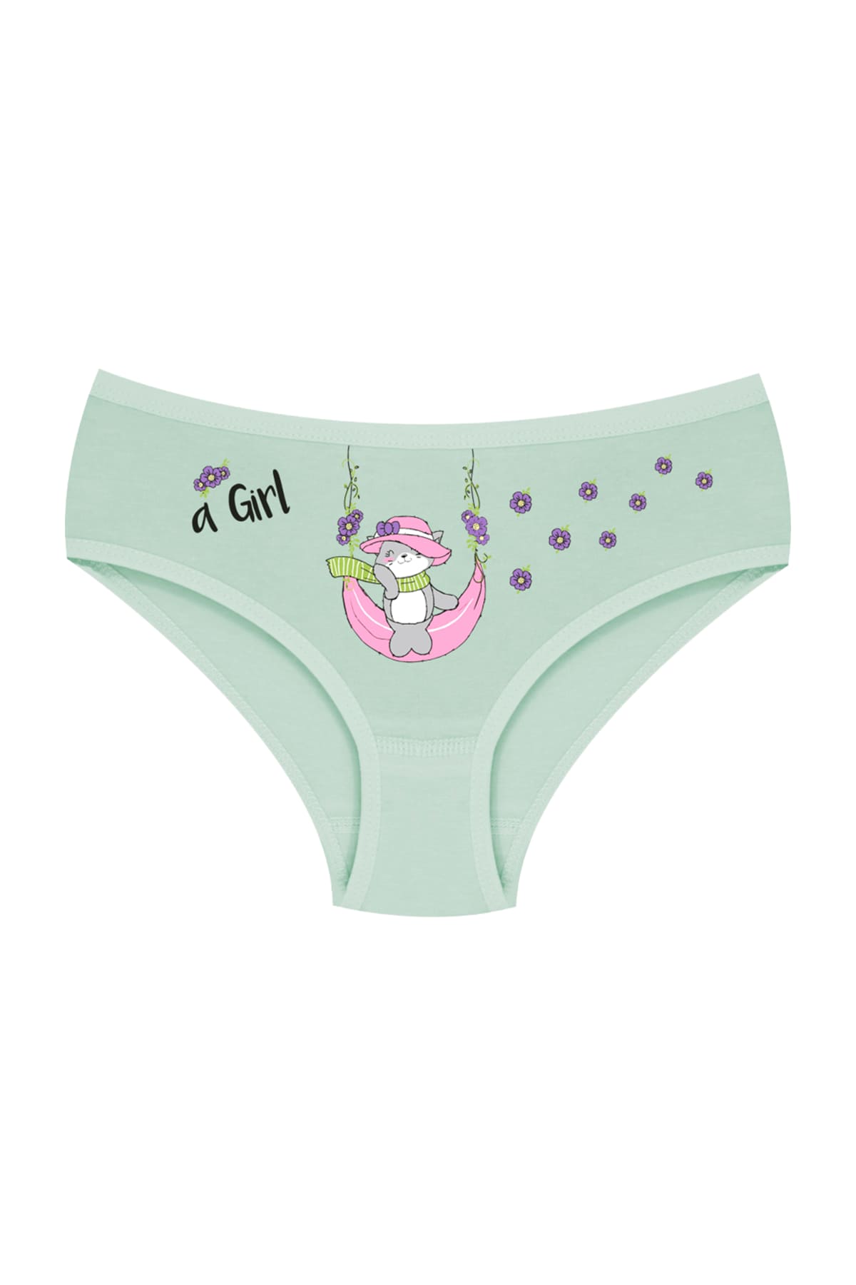 Pamuklu Lastikli Kız Çocuk Külot Öts 8262 - Yeşil