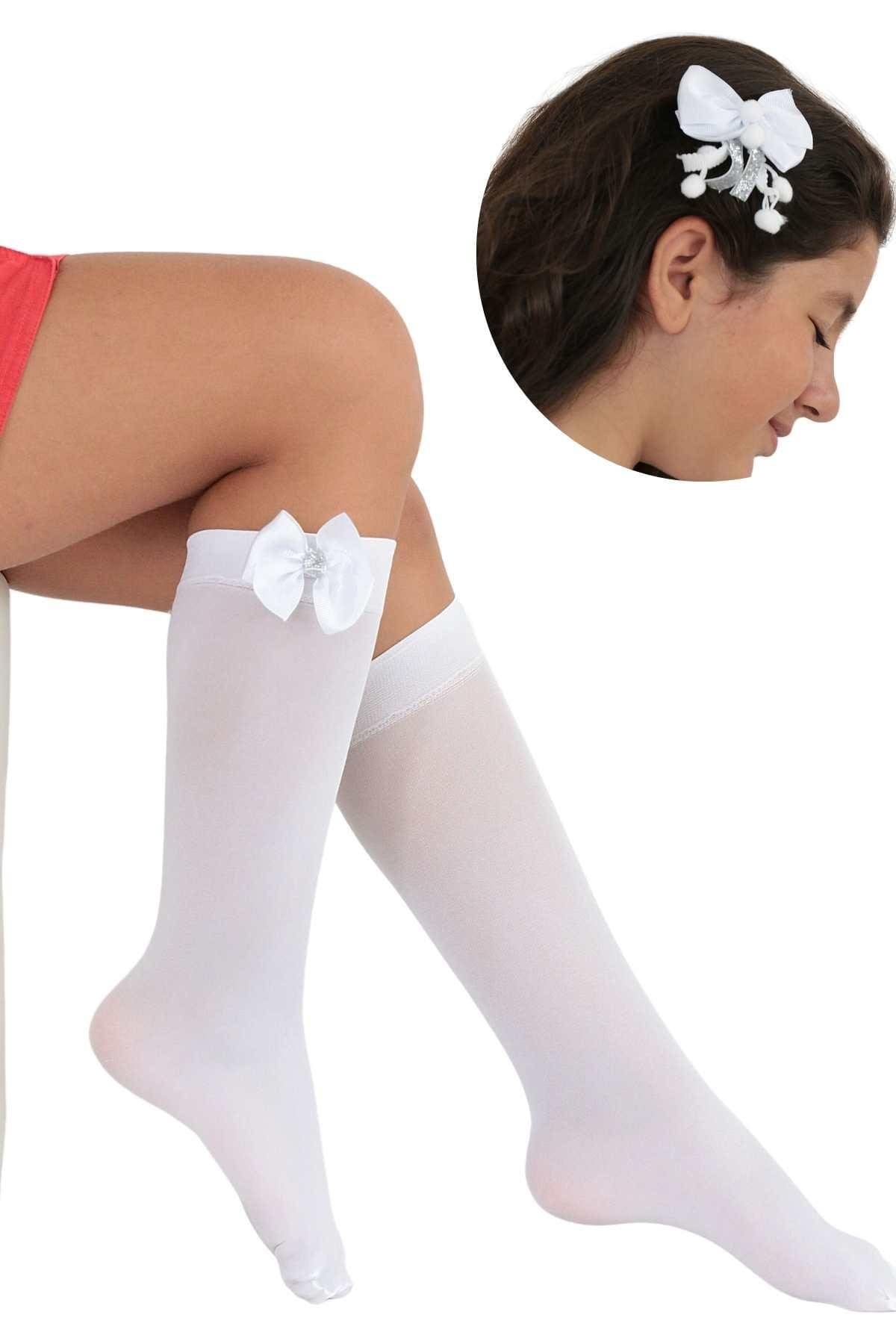 Kaydırmaz Tabanlı Çocuk Dizaltı Çorap Daymod 2242039 - Beyaz