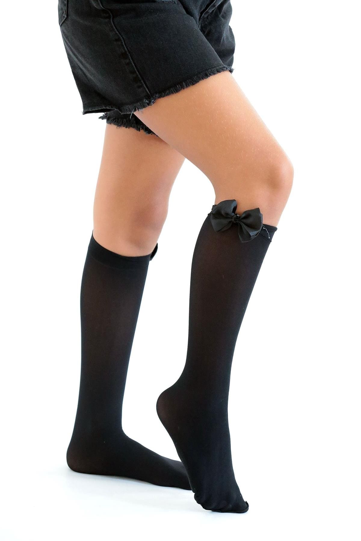 Kaydırmaz Tabanlı Pamuklu Çocuk Dizaltı Çorap Daymod 2242039 - Siyah