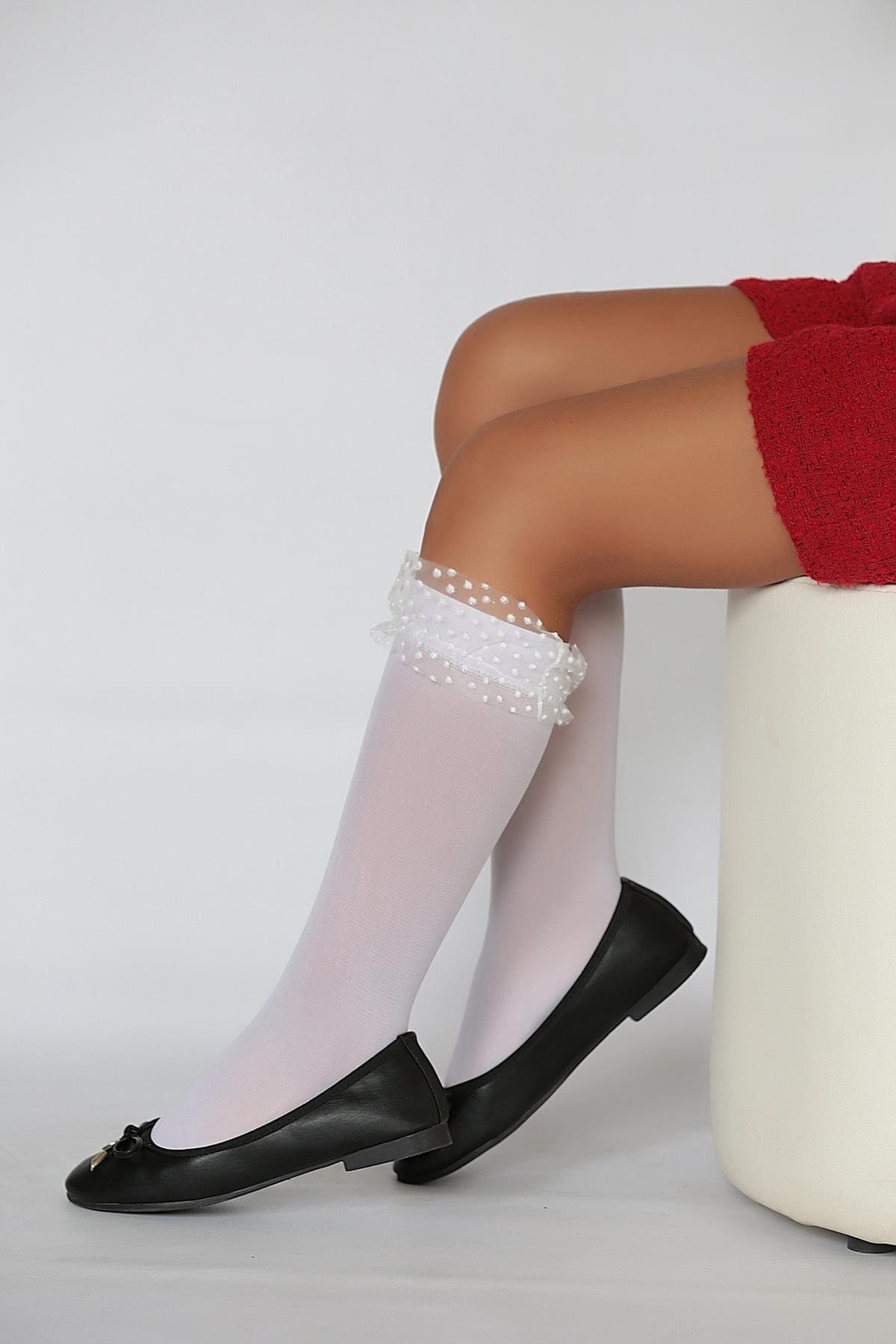 Kaydırmaz Tabanlı Dizaltı Çorap Beyaz Daymod 2242024 - Beyaz