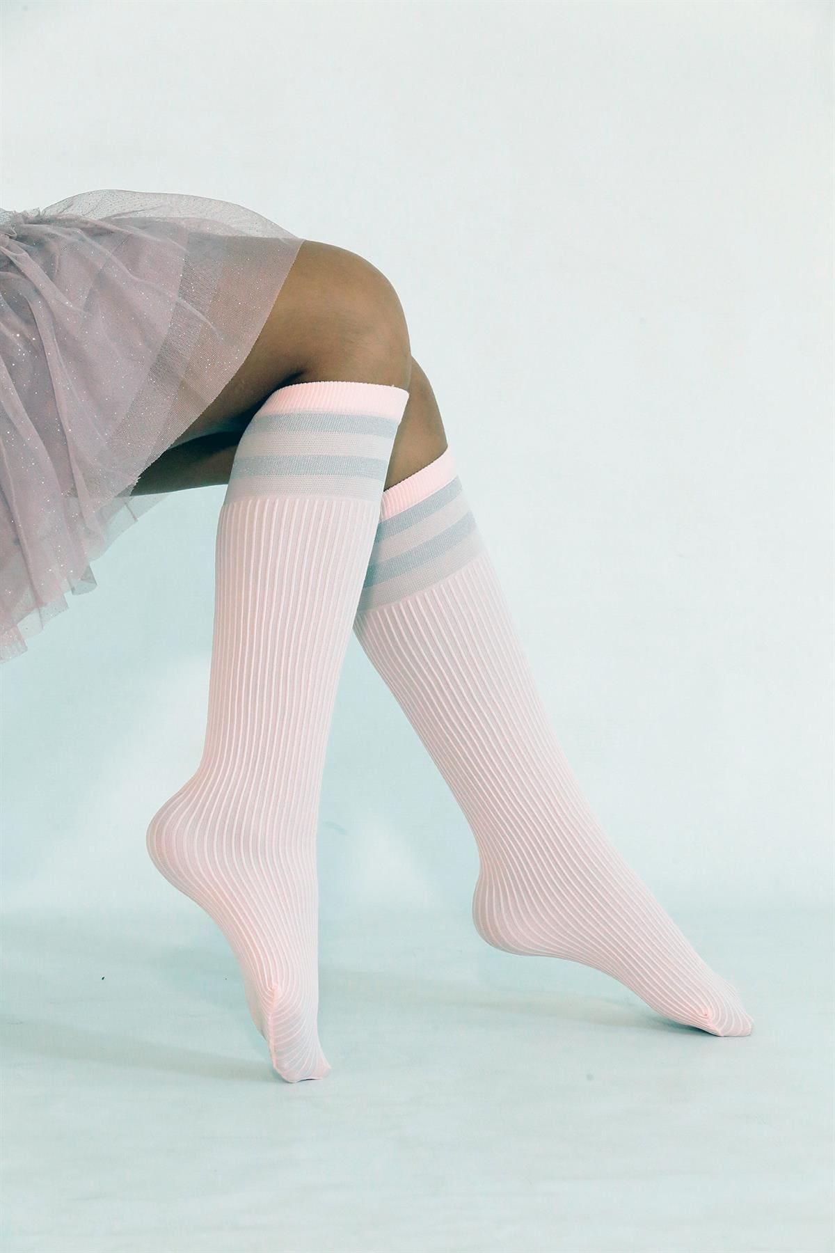 Pamuklu Leopar Desenli Çocuk Dizaltı Çorap Daymod 2222039 - Pembe