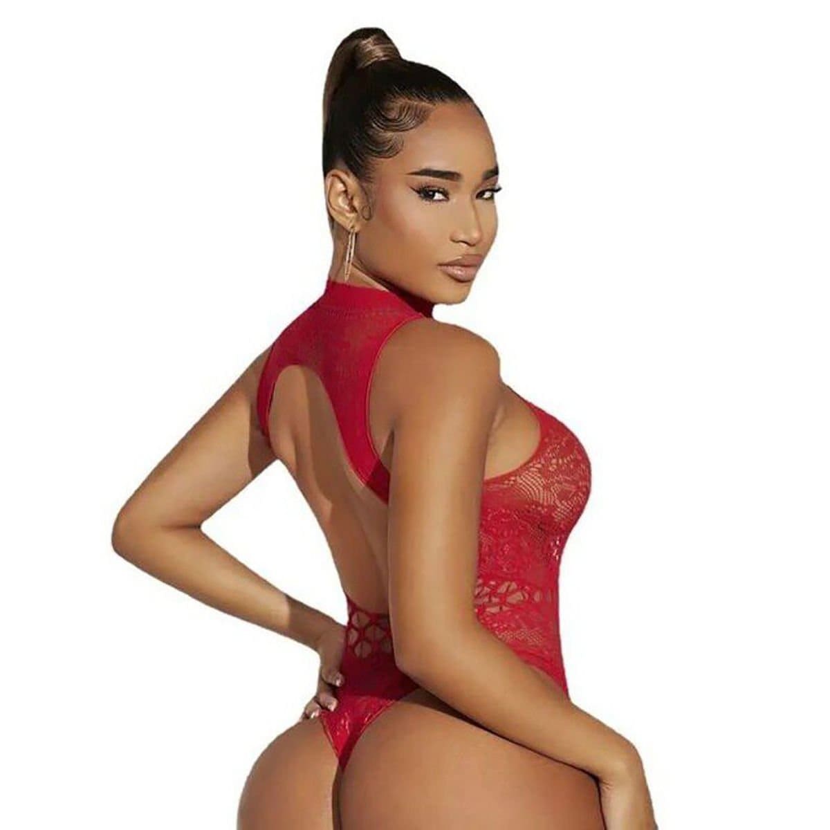 Esnek File Desenli Kırmızı Vücut Çorabı Miss Feliz 3011 - Görsel