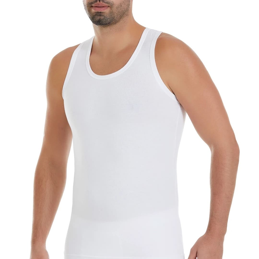 Pamuklu Modal Esnek Kısa Kollu Atlet Erkek Yıldız 78 - Beyaz