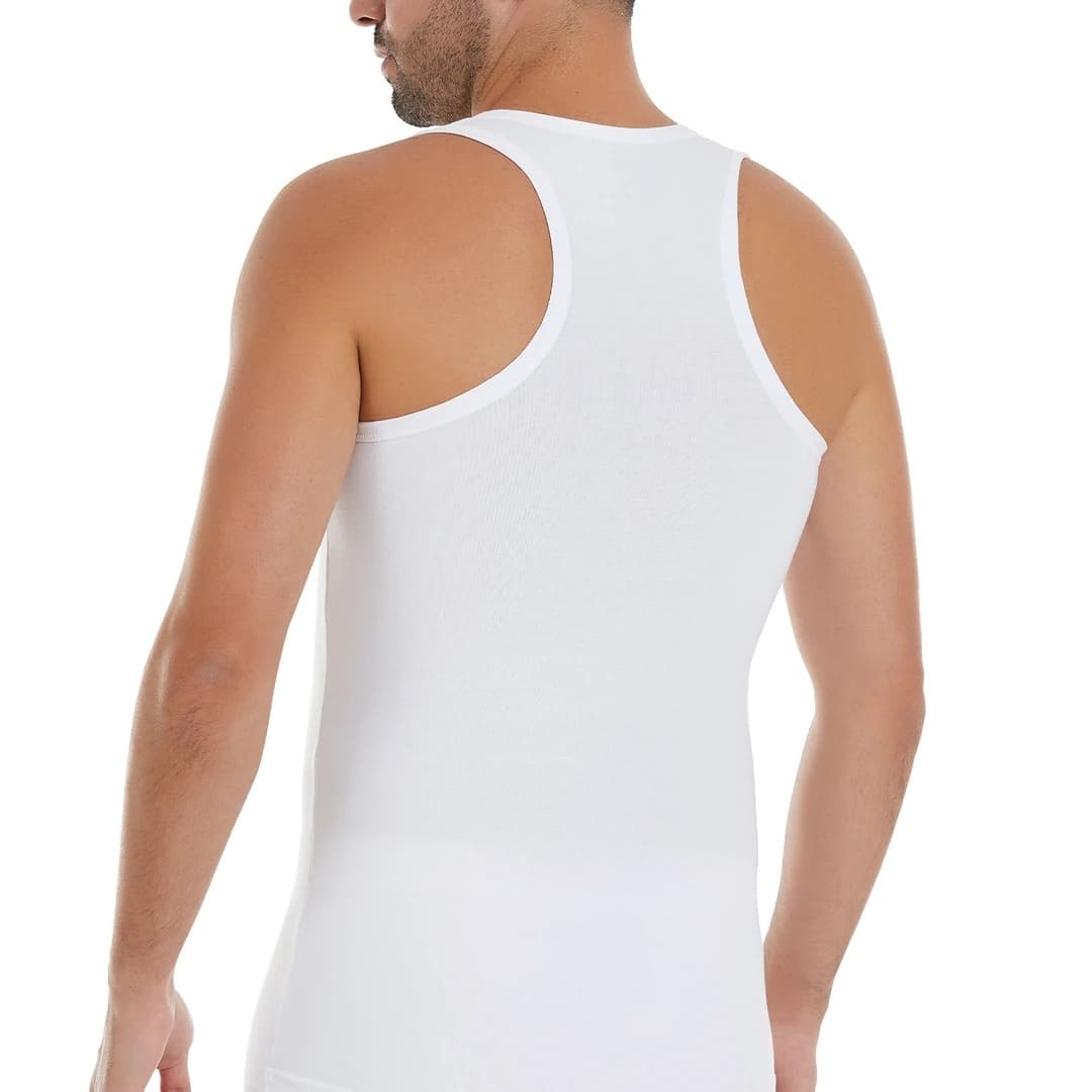 Pamuklu Modal Esnek Kısa Kollu Atlet Erkek Yıldız 78 - Beyaz