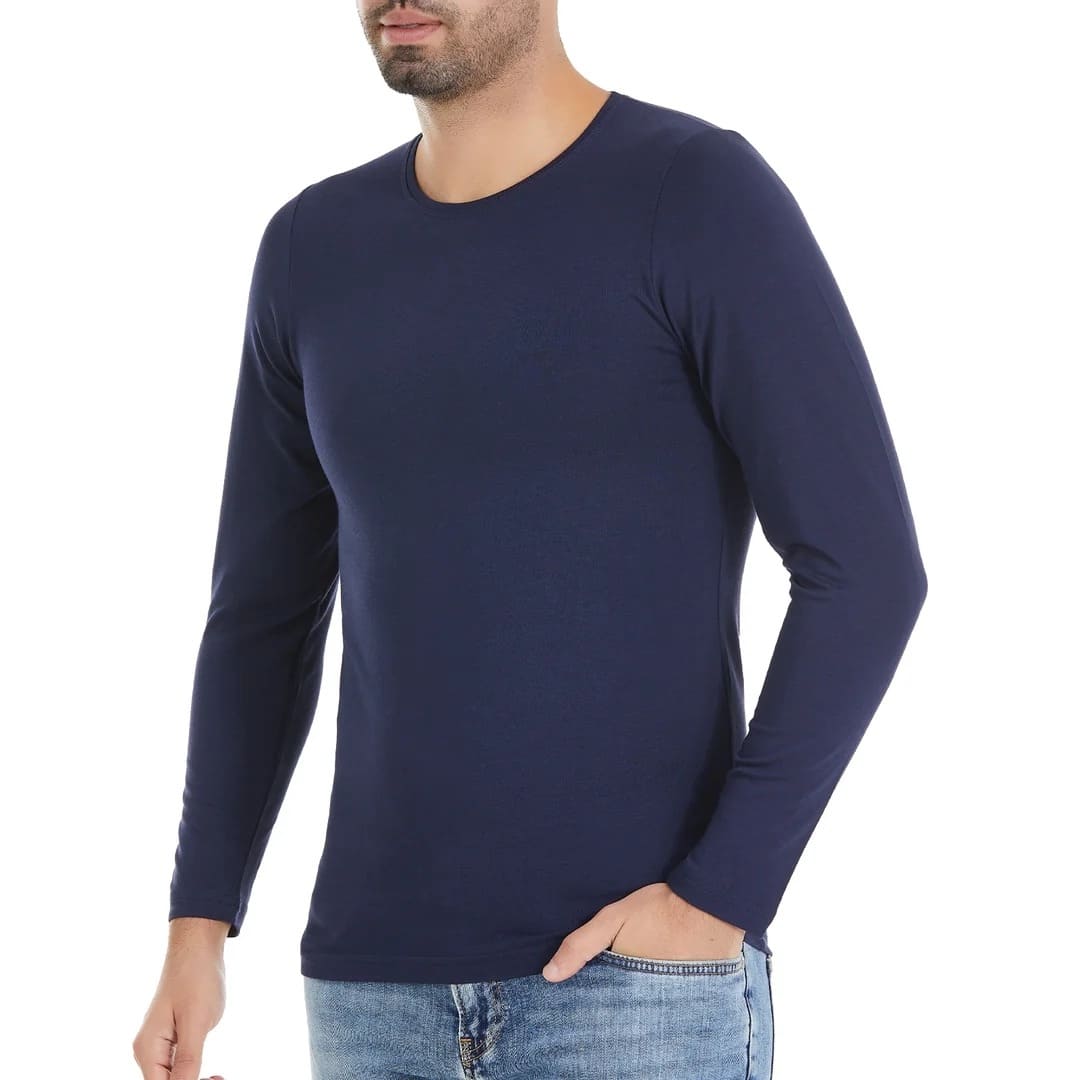 Modal Pamuklu Uzun Kollu Erkek T-Shirt Yıldız 387 - Lacivert