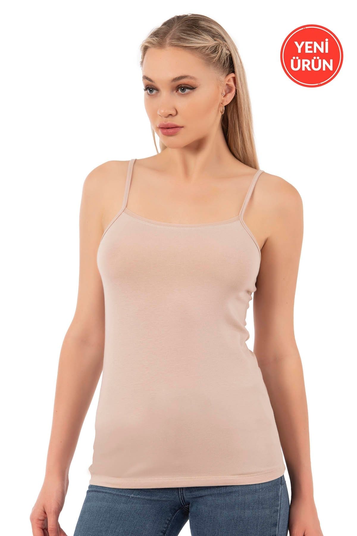 Modal Pamuklu Esnek İp Askılı Kadın Atlet Özkan 27105 - Ten