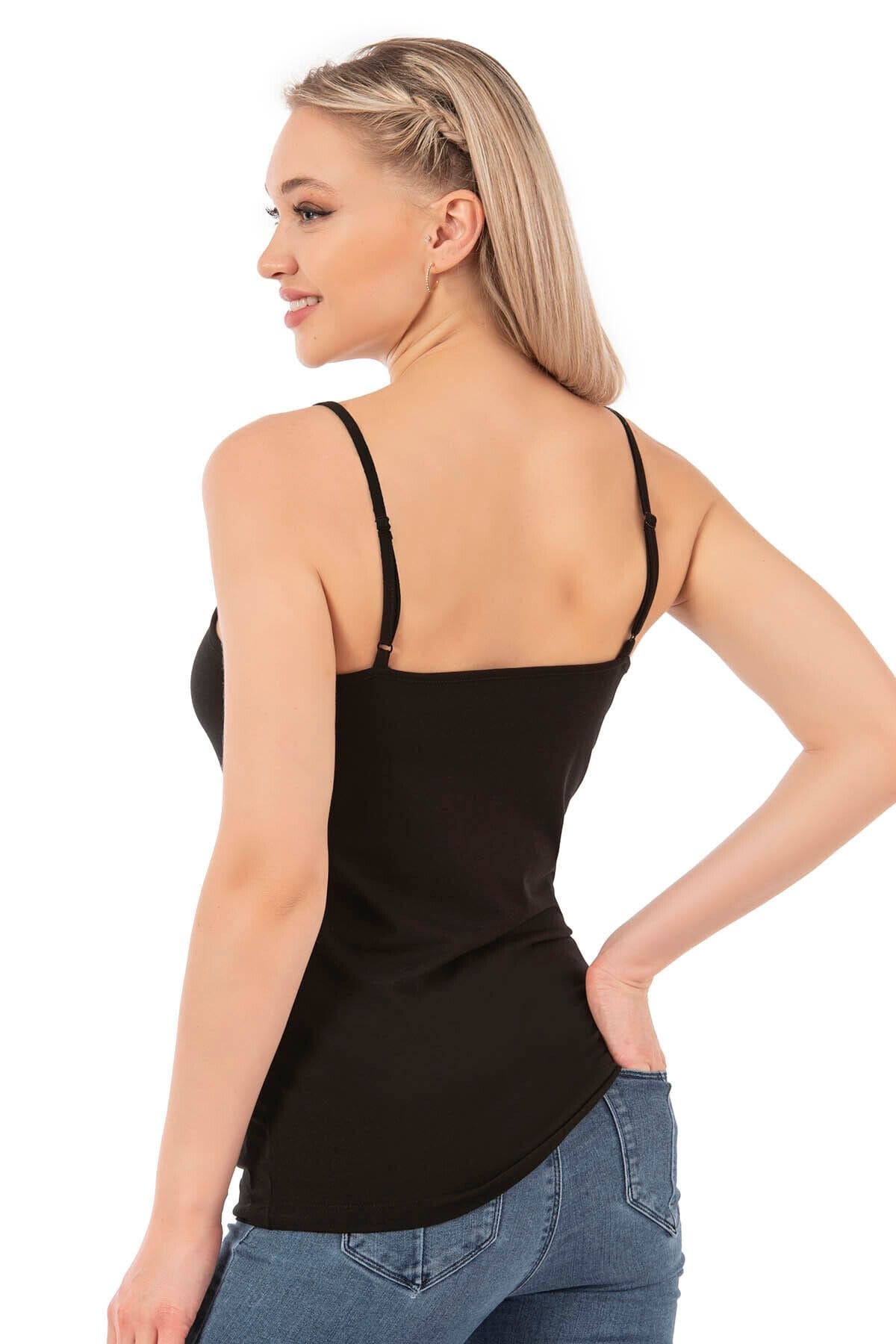 Modal Pamuklu Esnek İp Askılı Kadın Atlet Özkan 27105 - Siyah