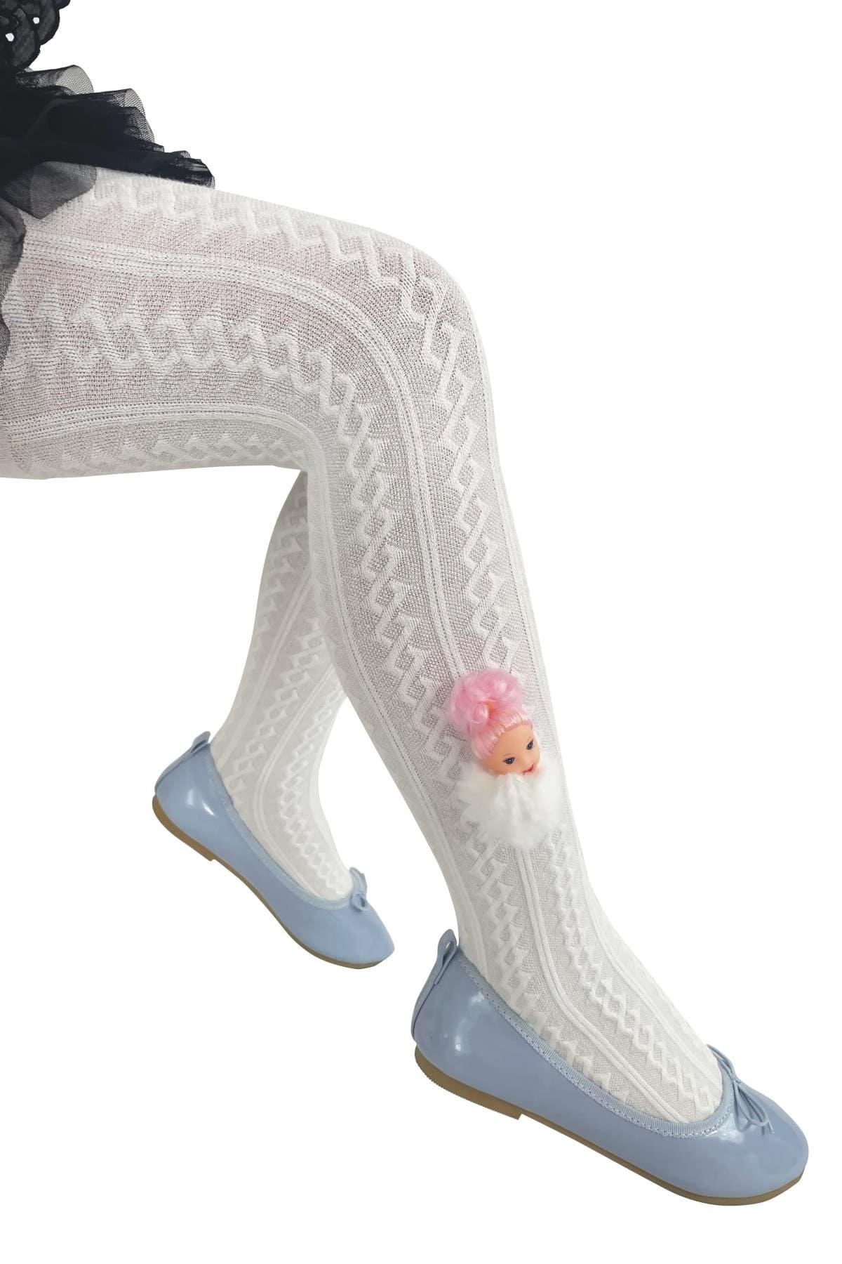 Yüksek Pamuklu Konforlu Kaydırmaz Çocuk Külotlu Çorap Daymod 2142067 - Beyaz