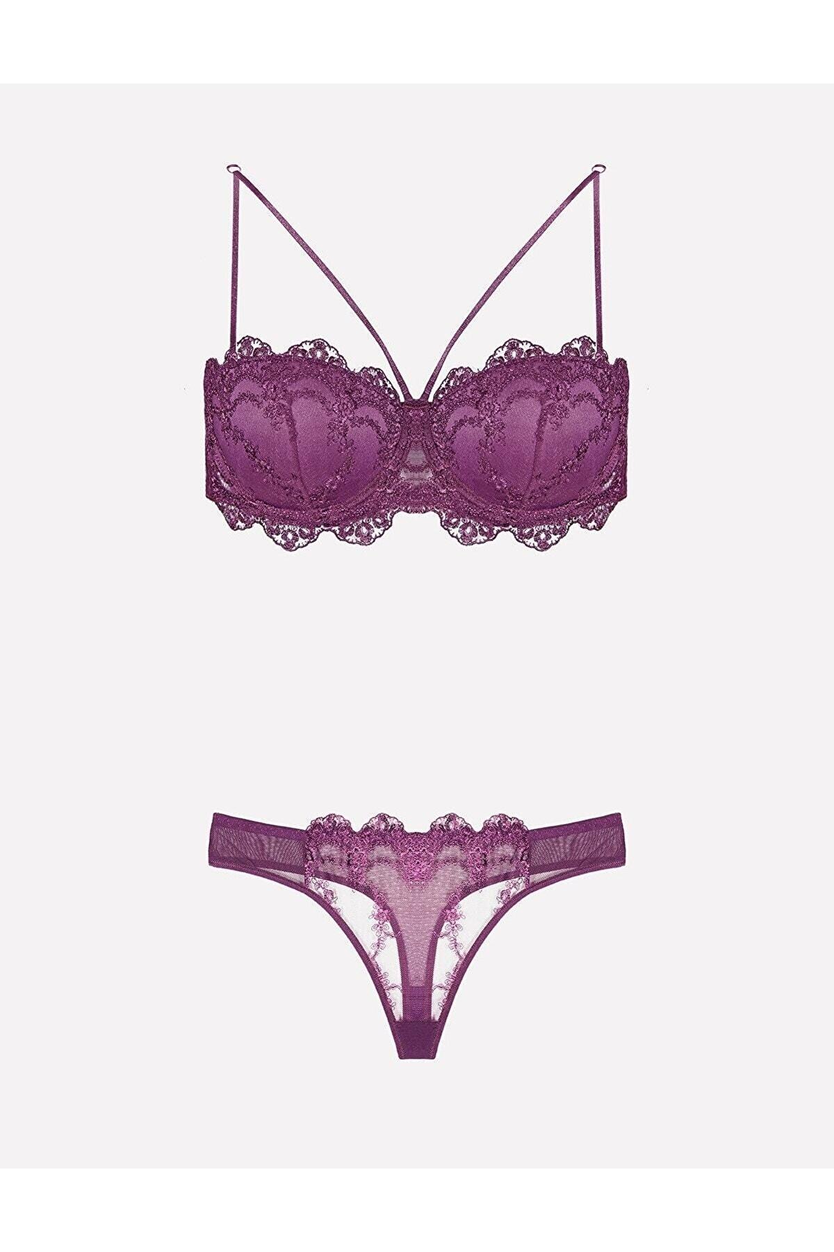 Destekli Sütyen Bikini Külot Takımı Nurteks 4591 - Mor