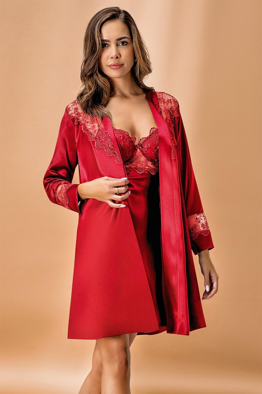 Kaplı Polyester Kimono Takım Bordo Nurteks 5384 - Bordo