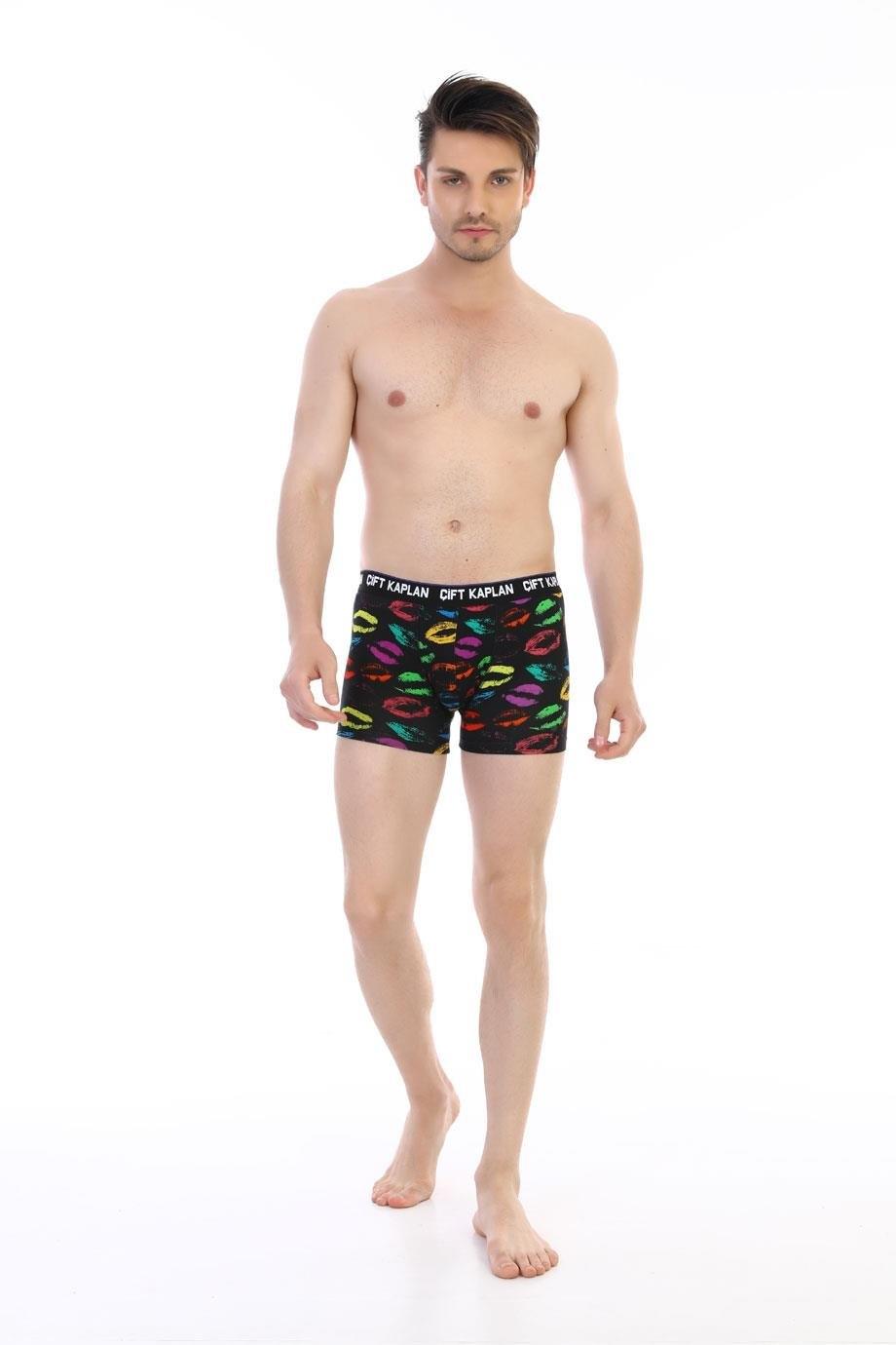 Öpücük Desenli Pamuklu Erkek Boxer Çift Kaplan 796 - Görsel