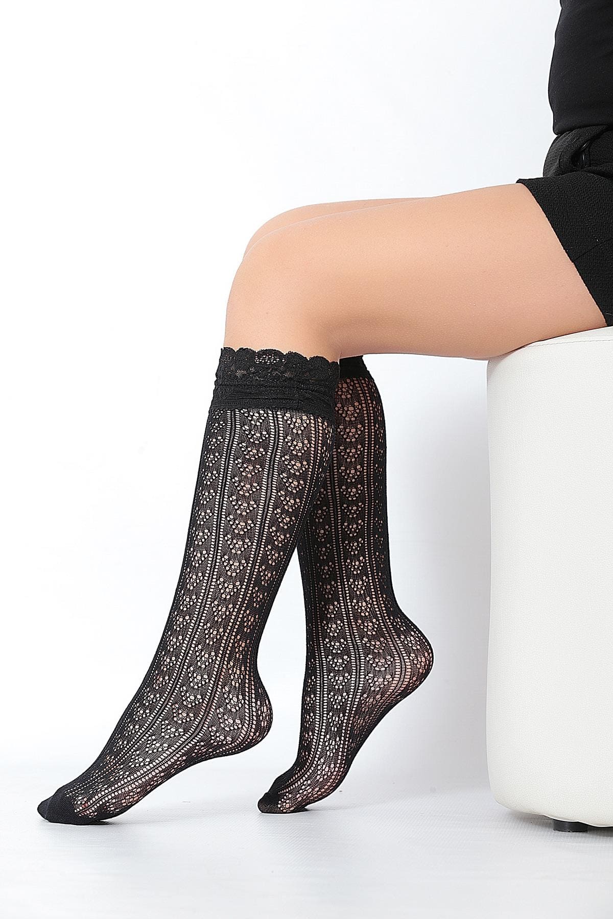 Esnek Yapı Kaydırmaz Taban Çocuk Dizaltı Çorap Daymod 2223016 - Siyah