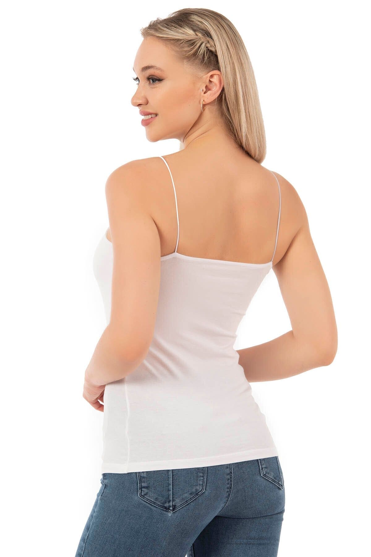 Pamuklu Modal Esnek İnce Askılı Kadın Atlet Özkan 27042 - Beyaz