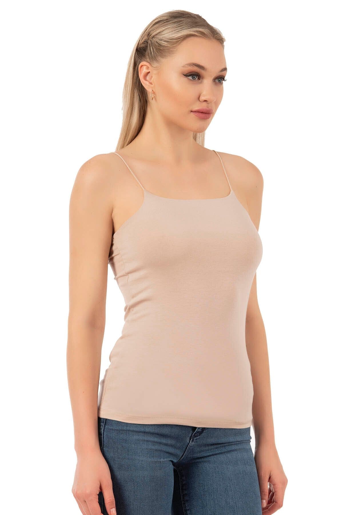 Pamuklu Modal Esnek İnce Askılı Kadın Atlet Özkan 27042 - Ten