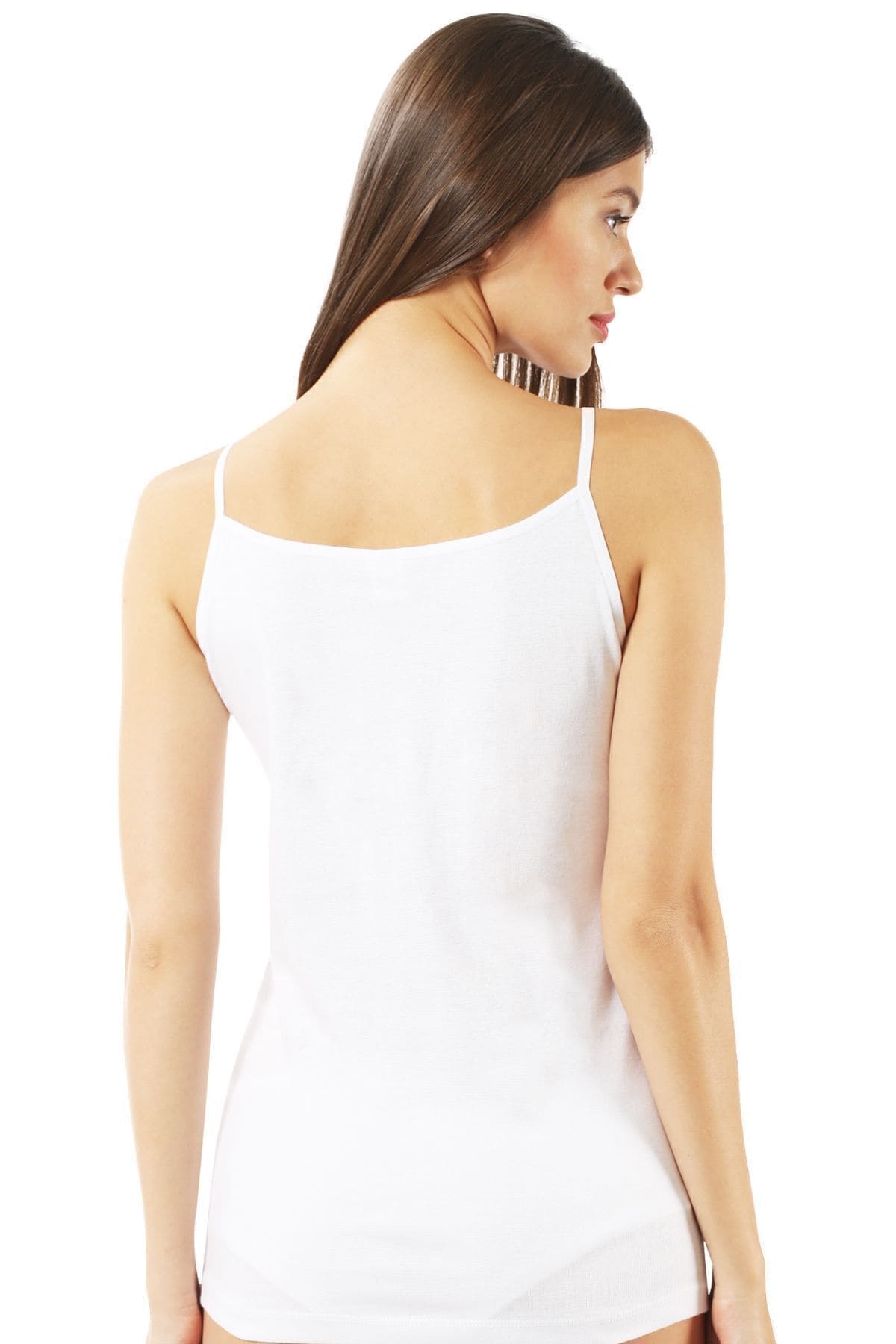 Pamuklu Nefes Alan Esnek İp Askılı Kadın Atlet Özkan 0107 - Beyaz