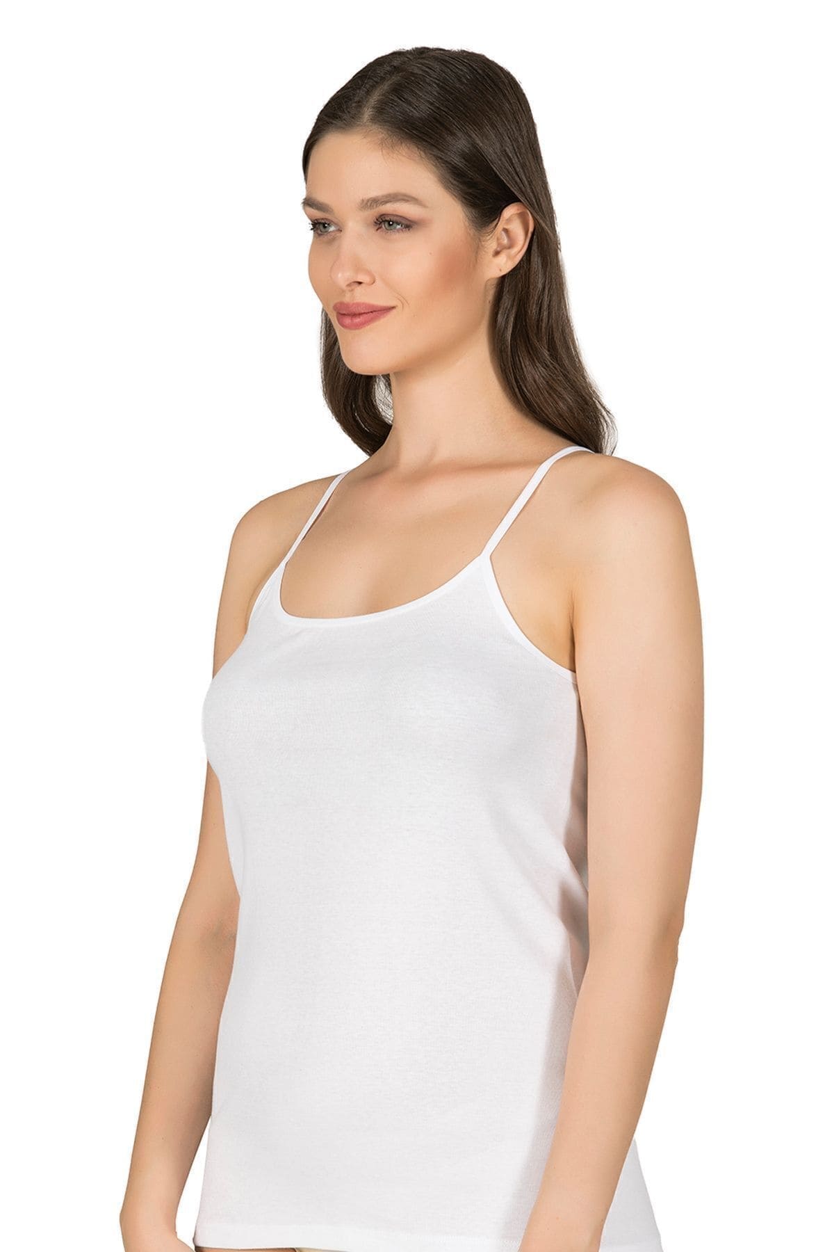 Pamuklu Nefes Alan Esnek İp Askılı Kadın Atlet Özkan 0107 - Beyaz