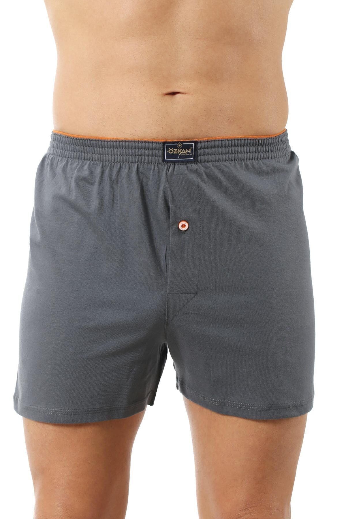 Şardonlu Pamuklu Düğmeli Boxer Özkan 0041 - Antrasit